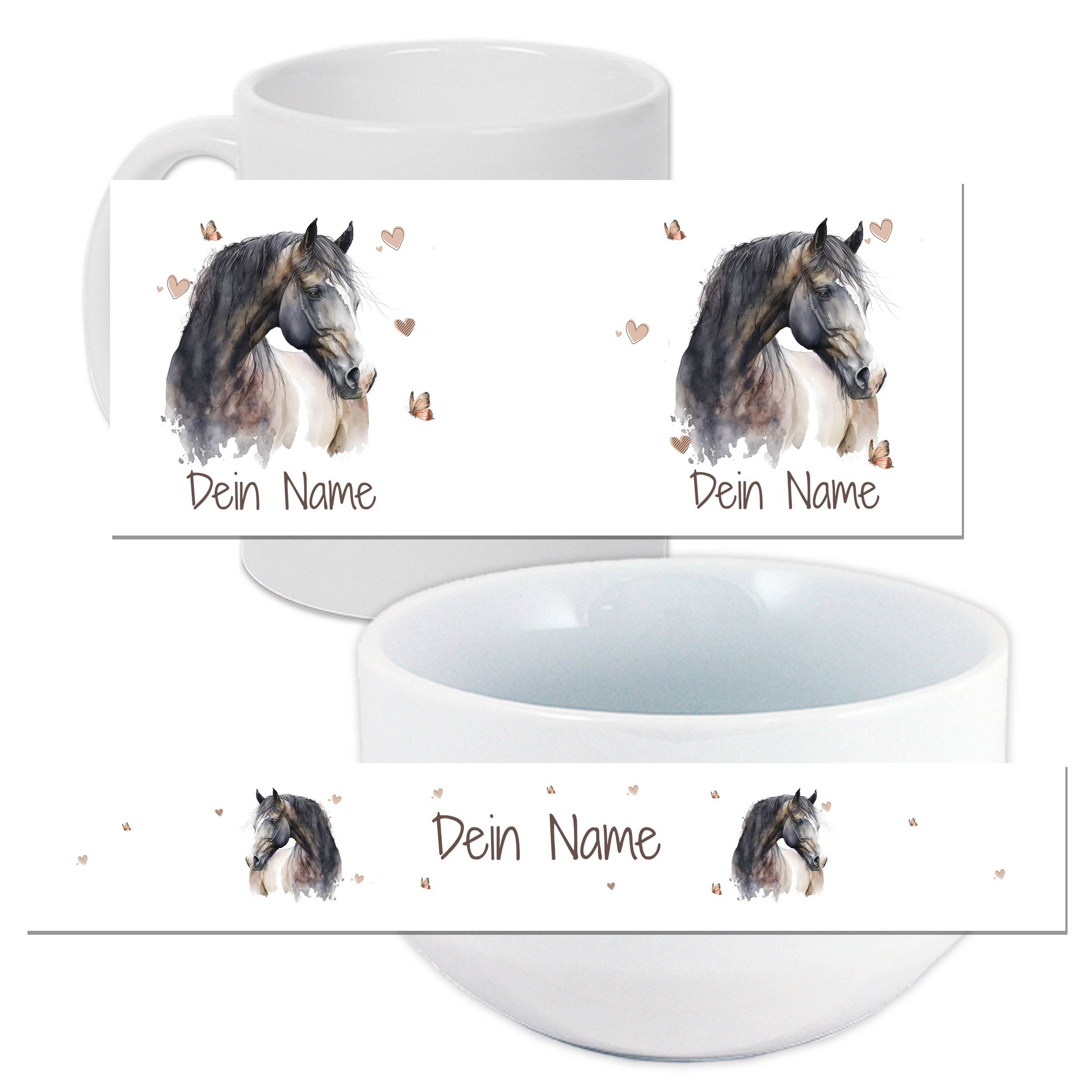 Set Tasse mit Müslischale mit Pferd