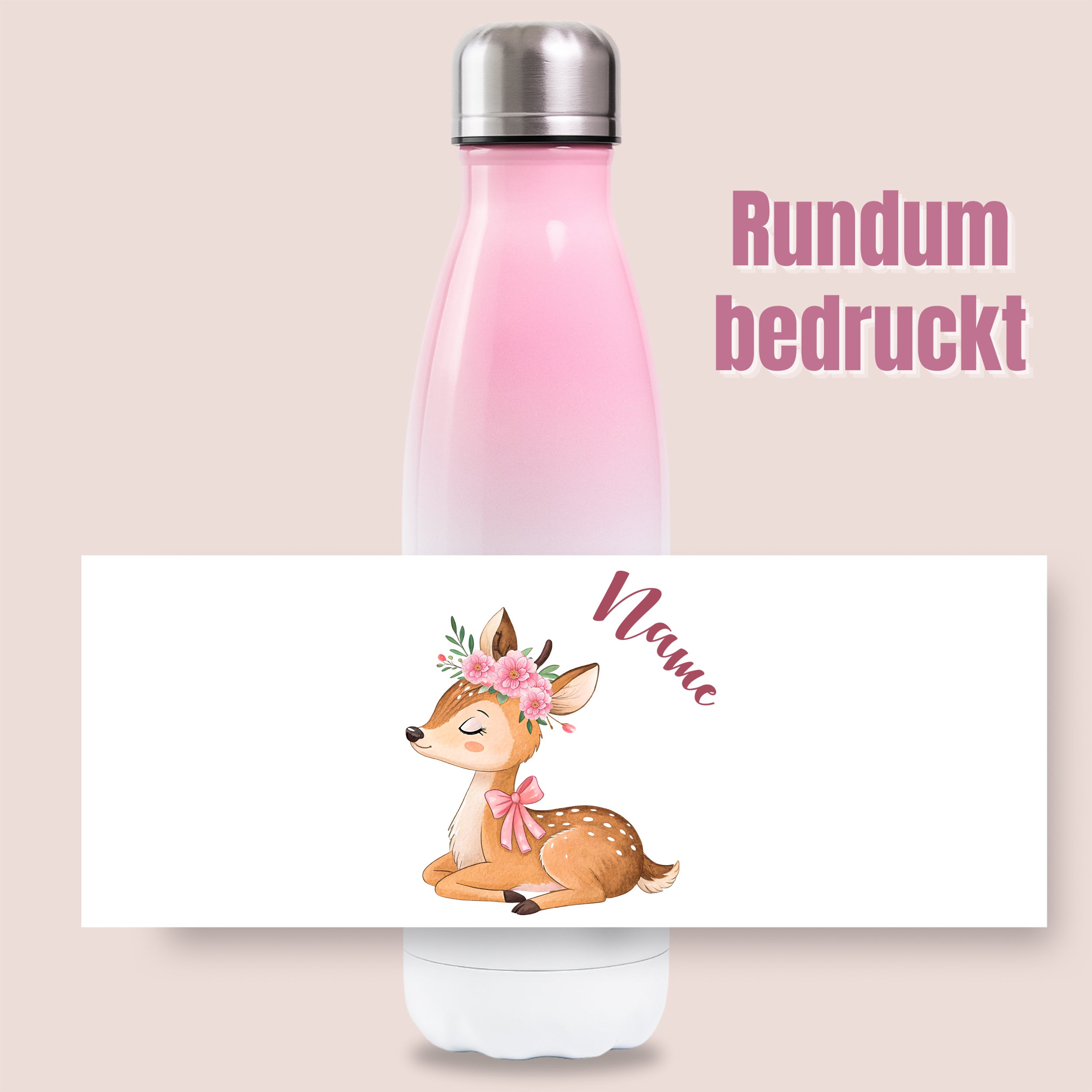 Thermosflasche Rosa mit Reh
