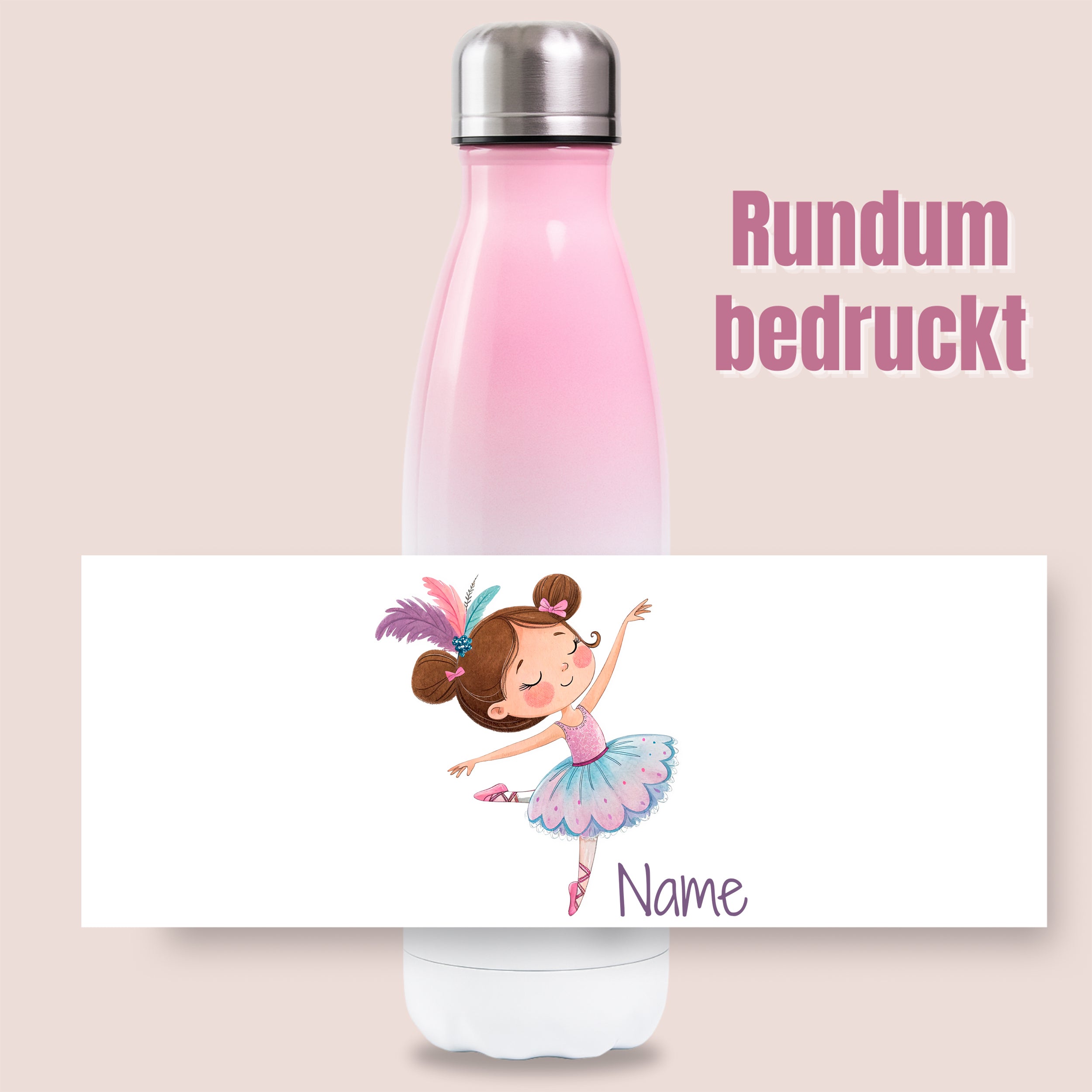 Thermosflasche Rosa mit Ballerina