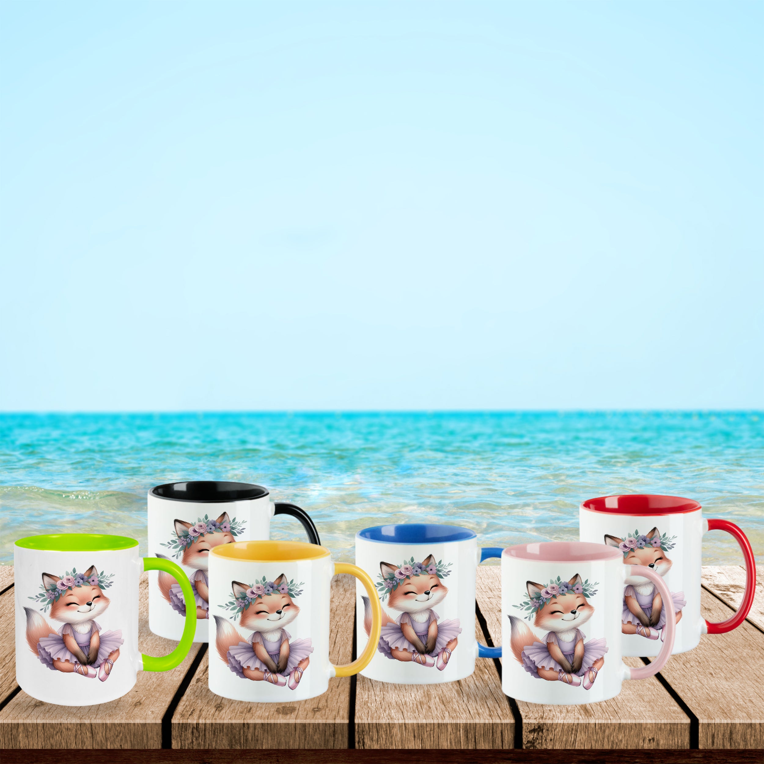 Tasse Fuchs mit Blumenkranz