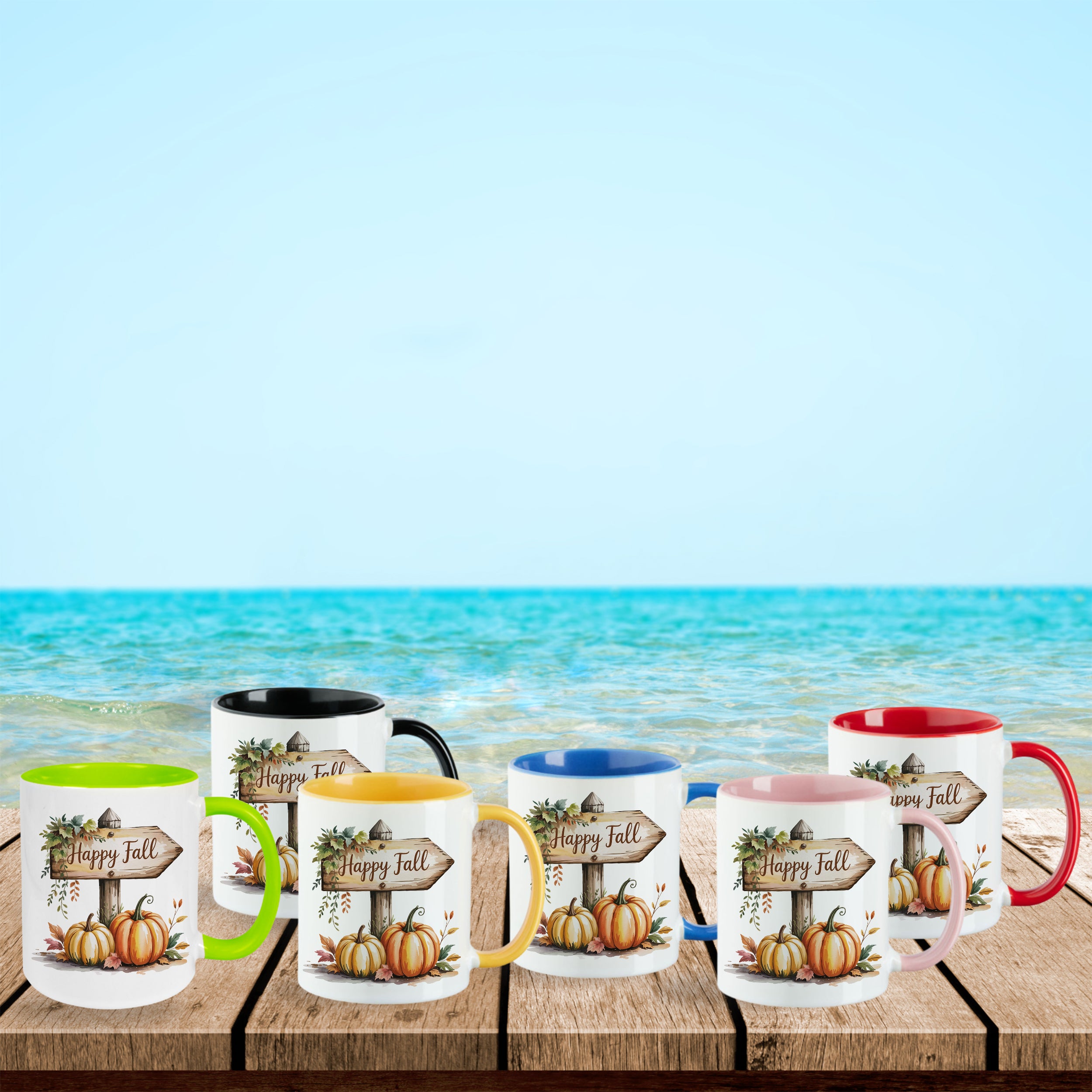 Tasse mit Kürbissen