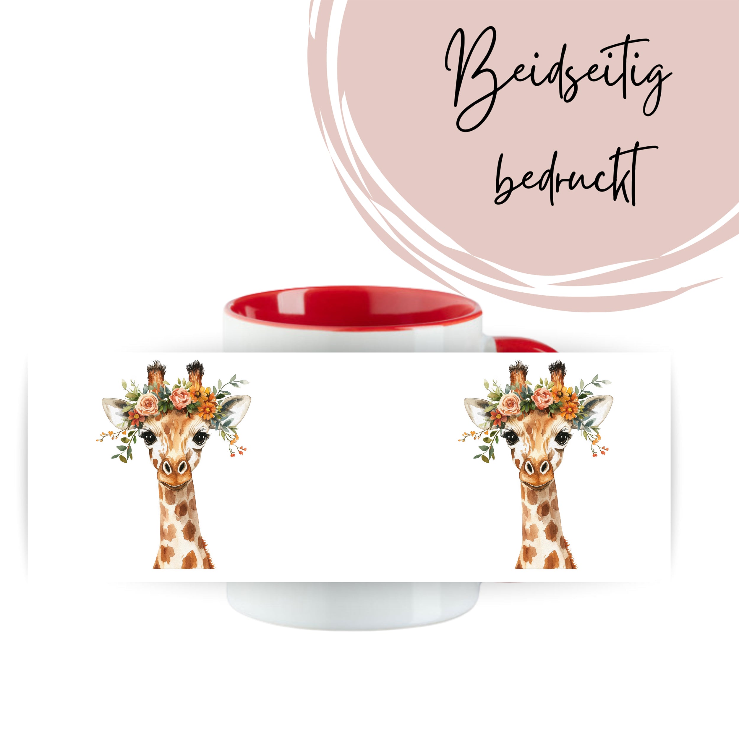 Tasse Giraffe mit Blumenkranz