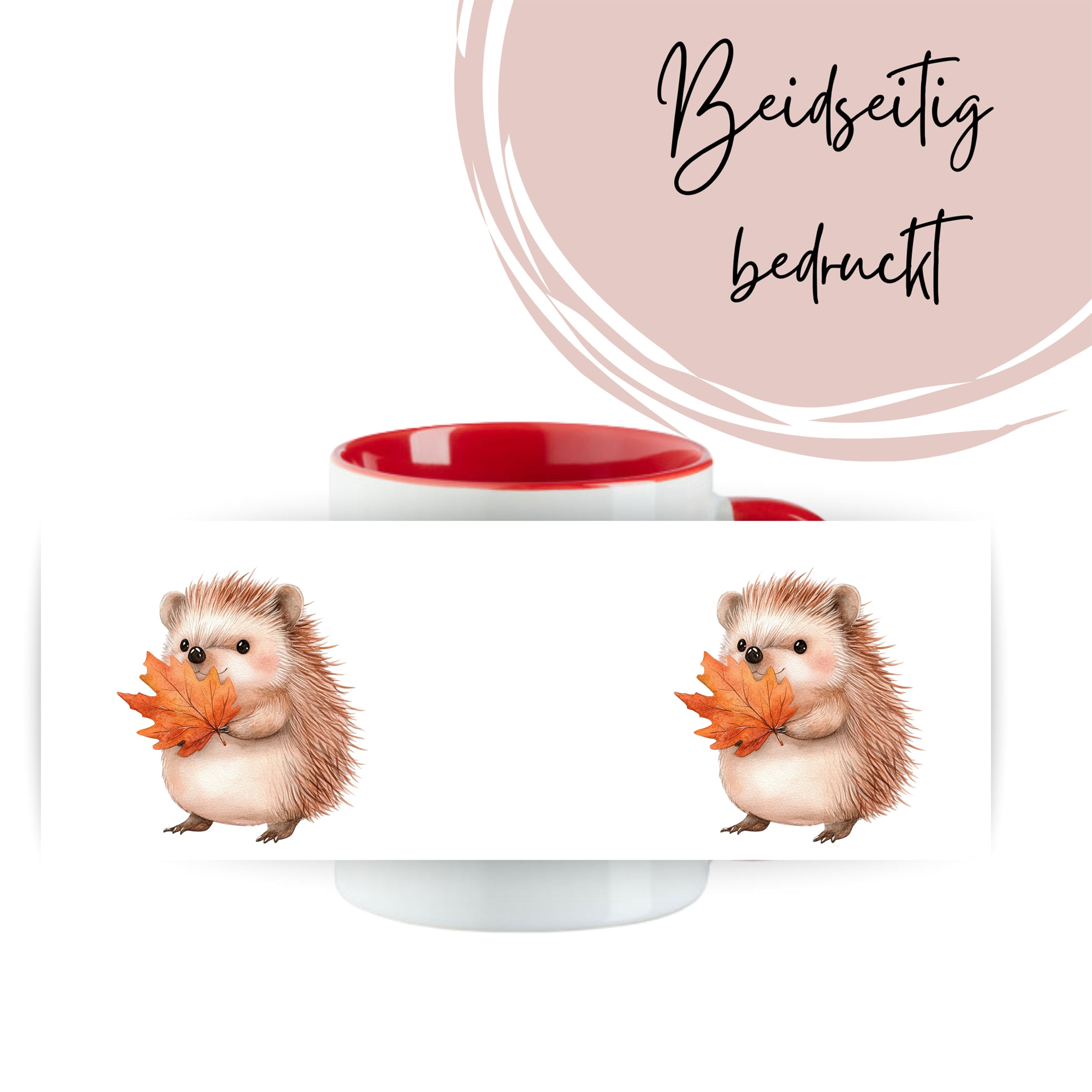 Tasse Igel mit Herbstblatt