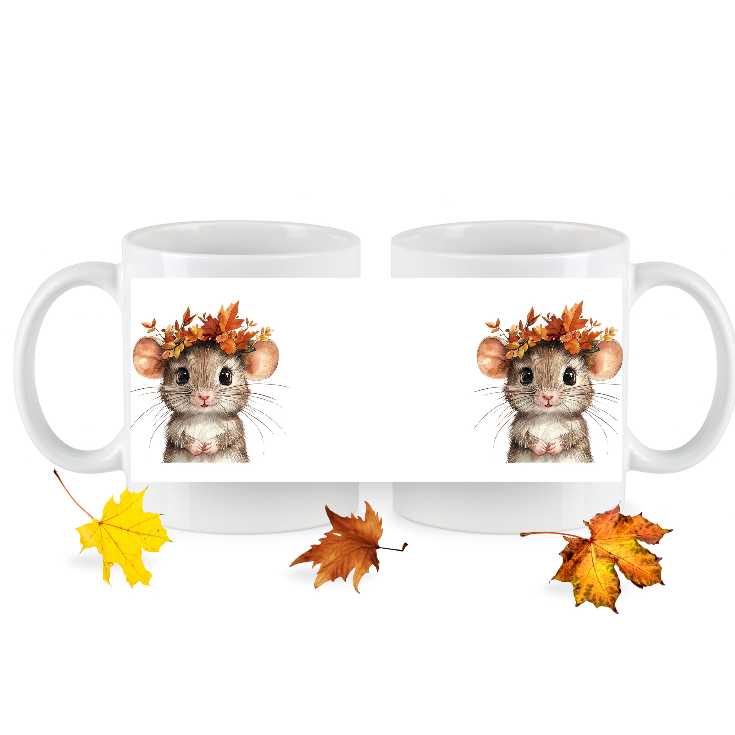 Tasse Maus mit Herbstkranz