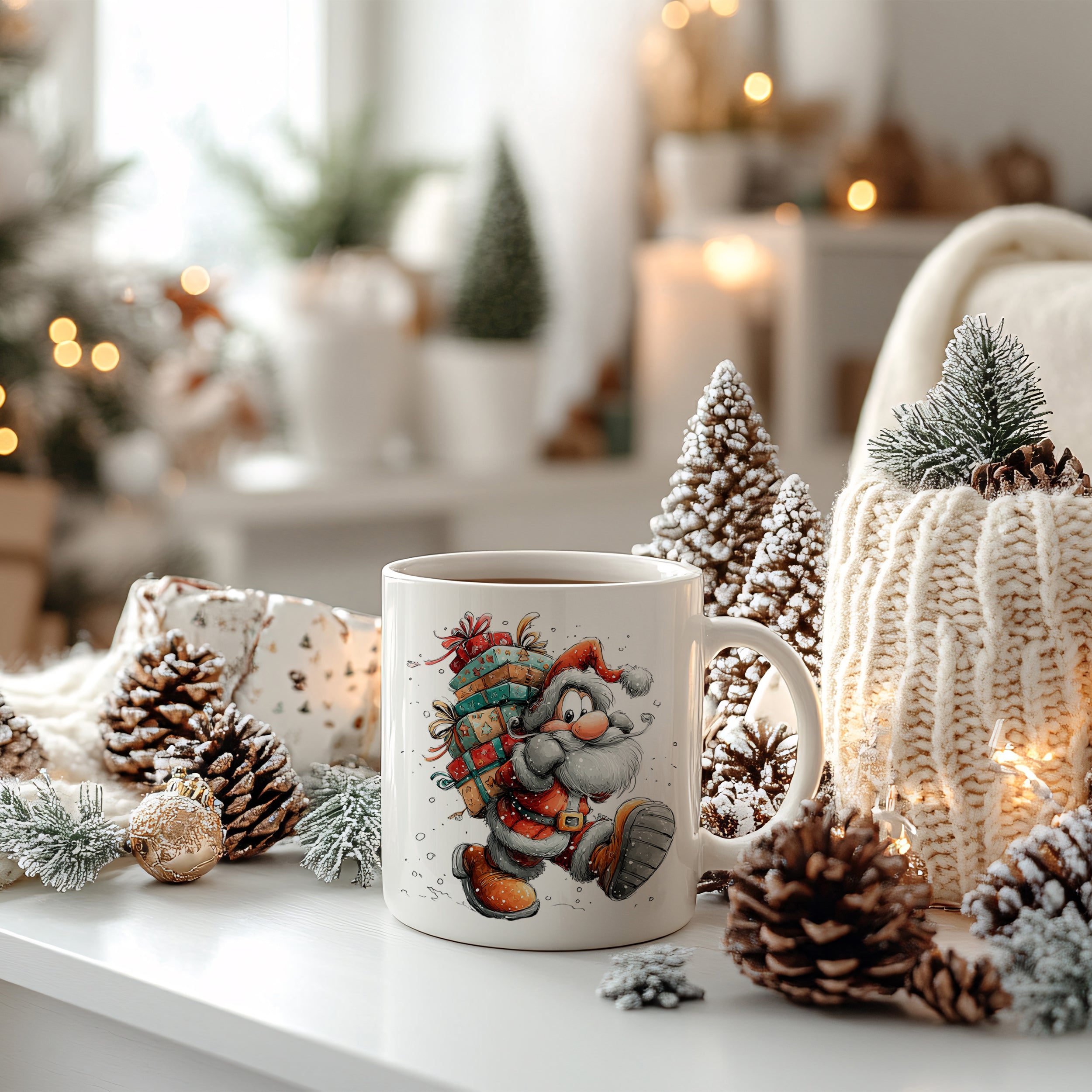 Weihnachtstasse mit fröhlichem Weihnachtsmann