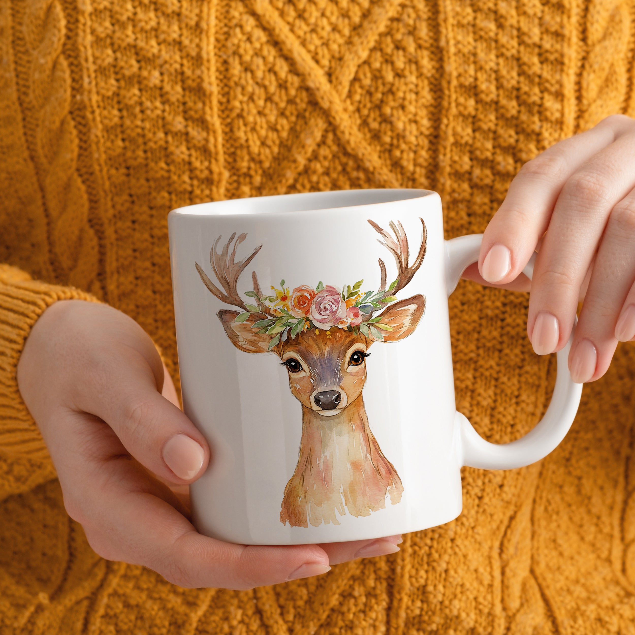 Tasse mit Rehmotiv