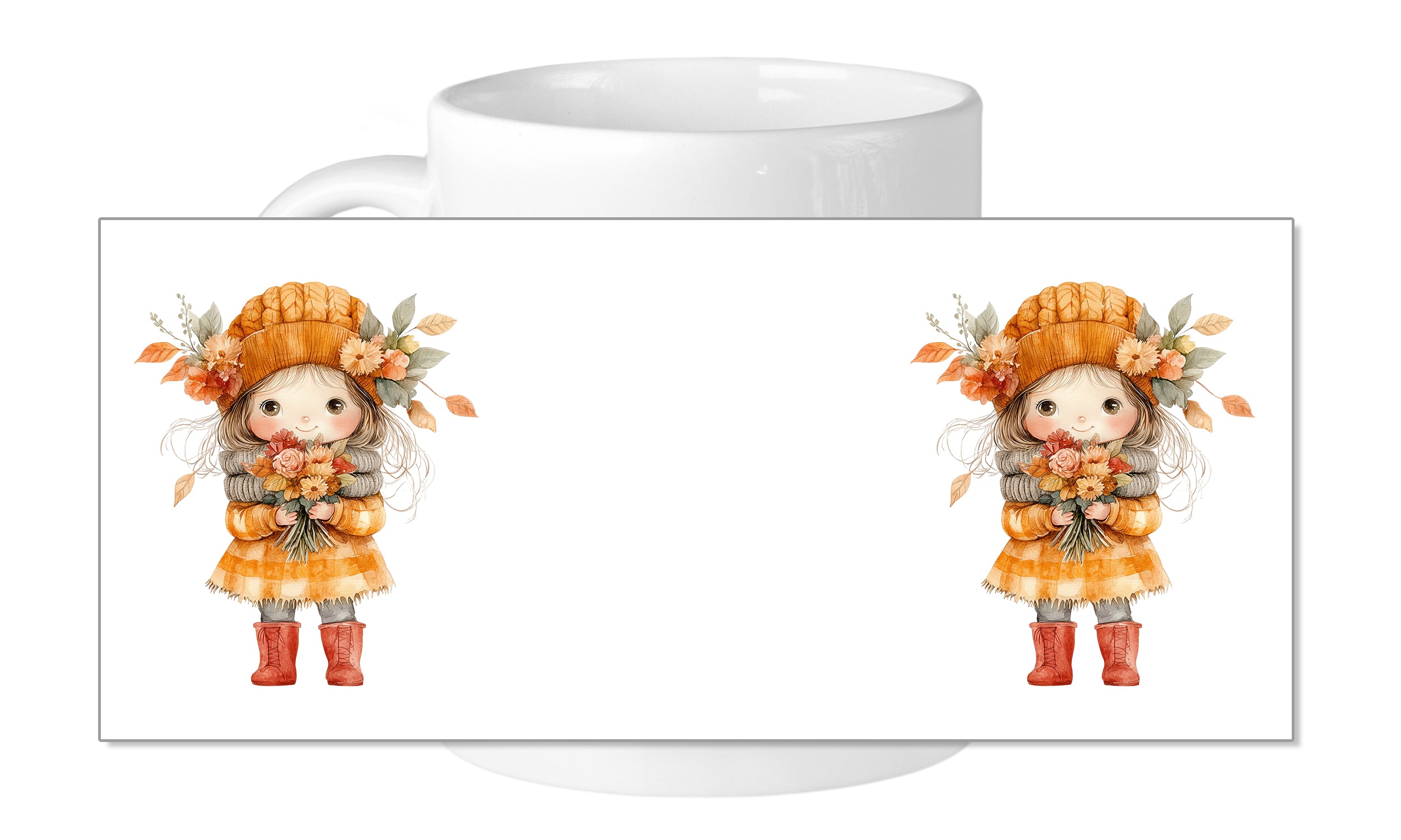 Tasse mit herbstlichem Mädchen
