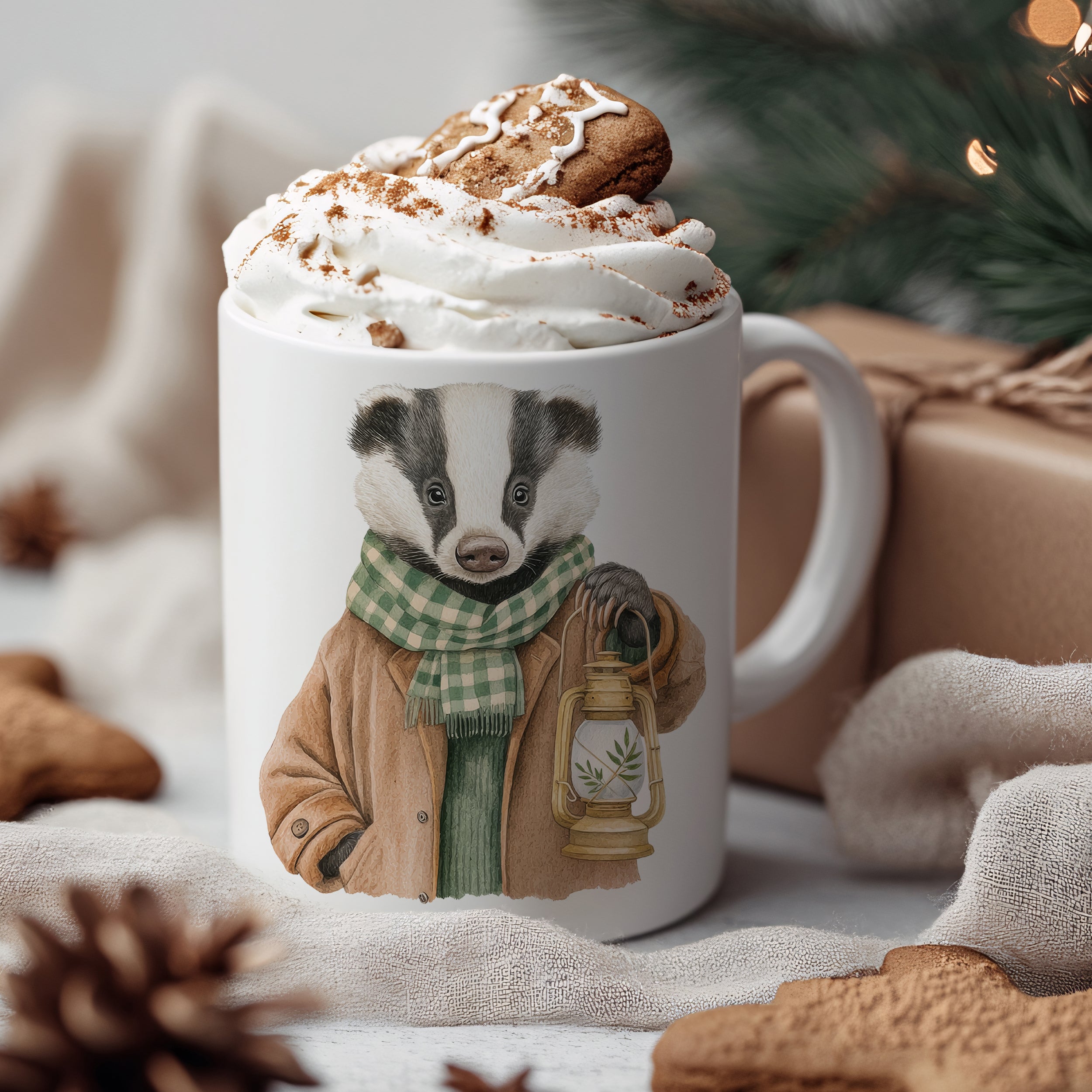 Weihnachtstasse Waschbär