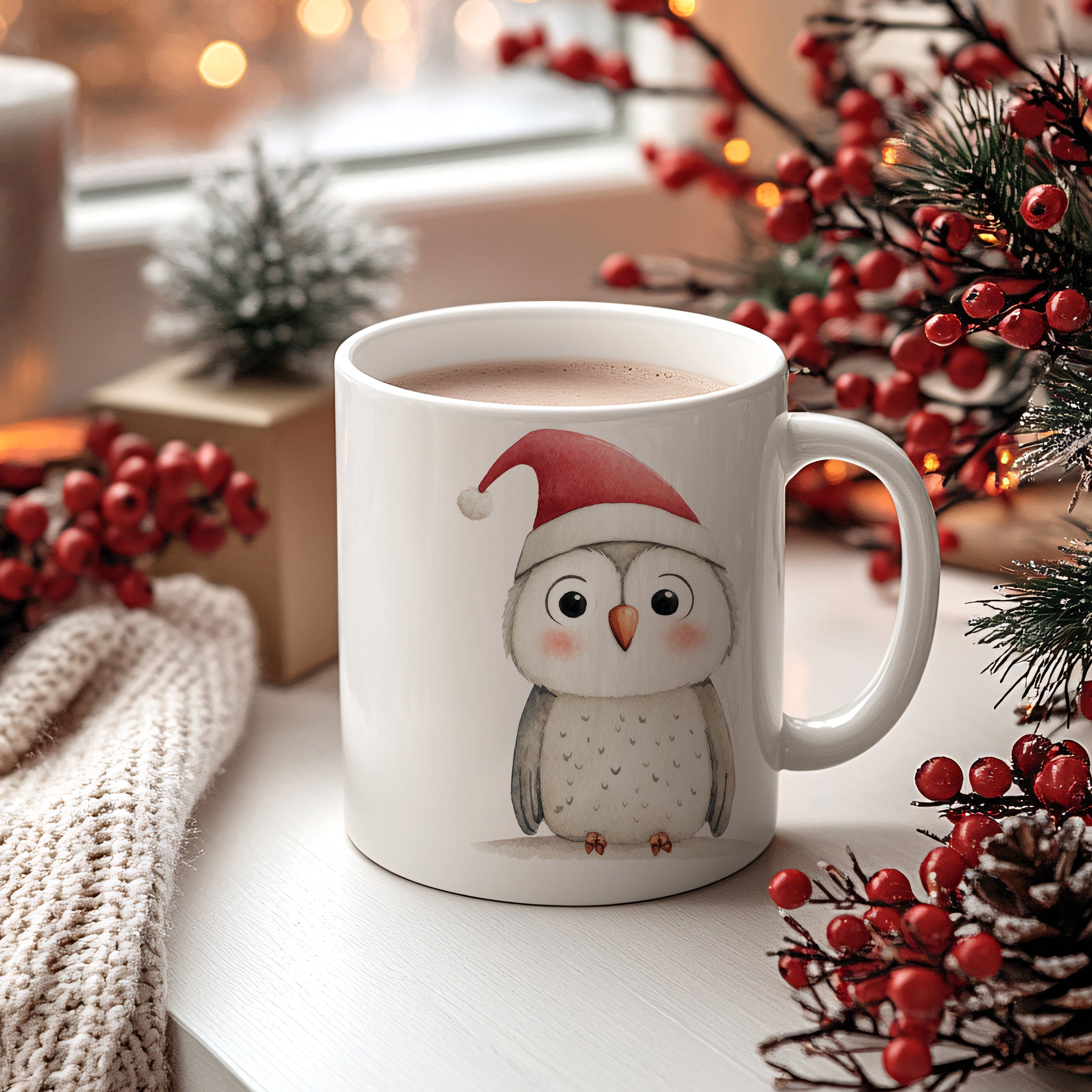 Weihnachtstasse mit Eule