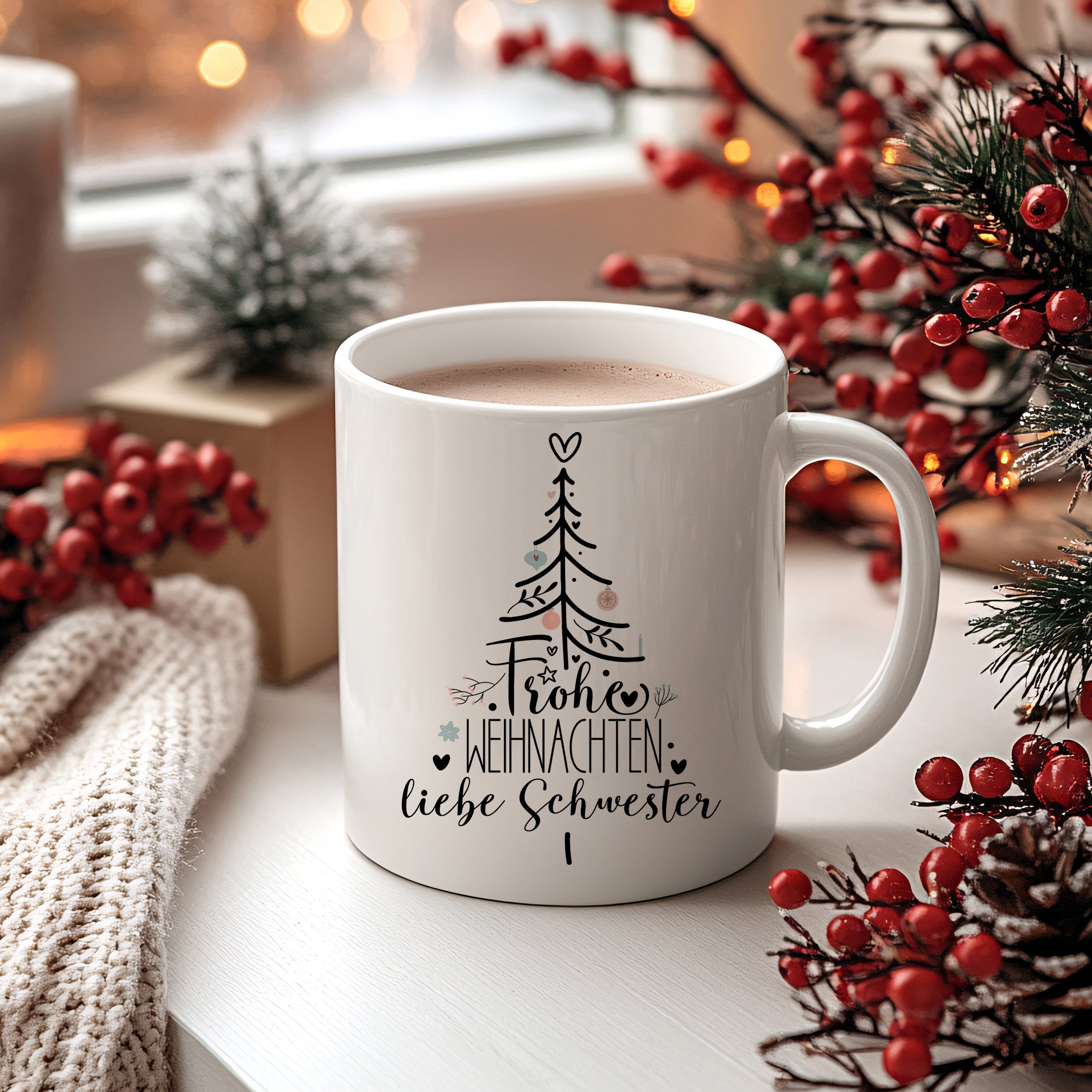 Tasse Frohe Weihnachten - Für liebe Schwestern