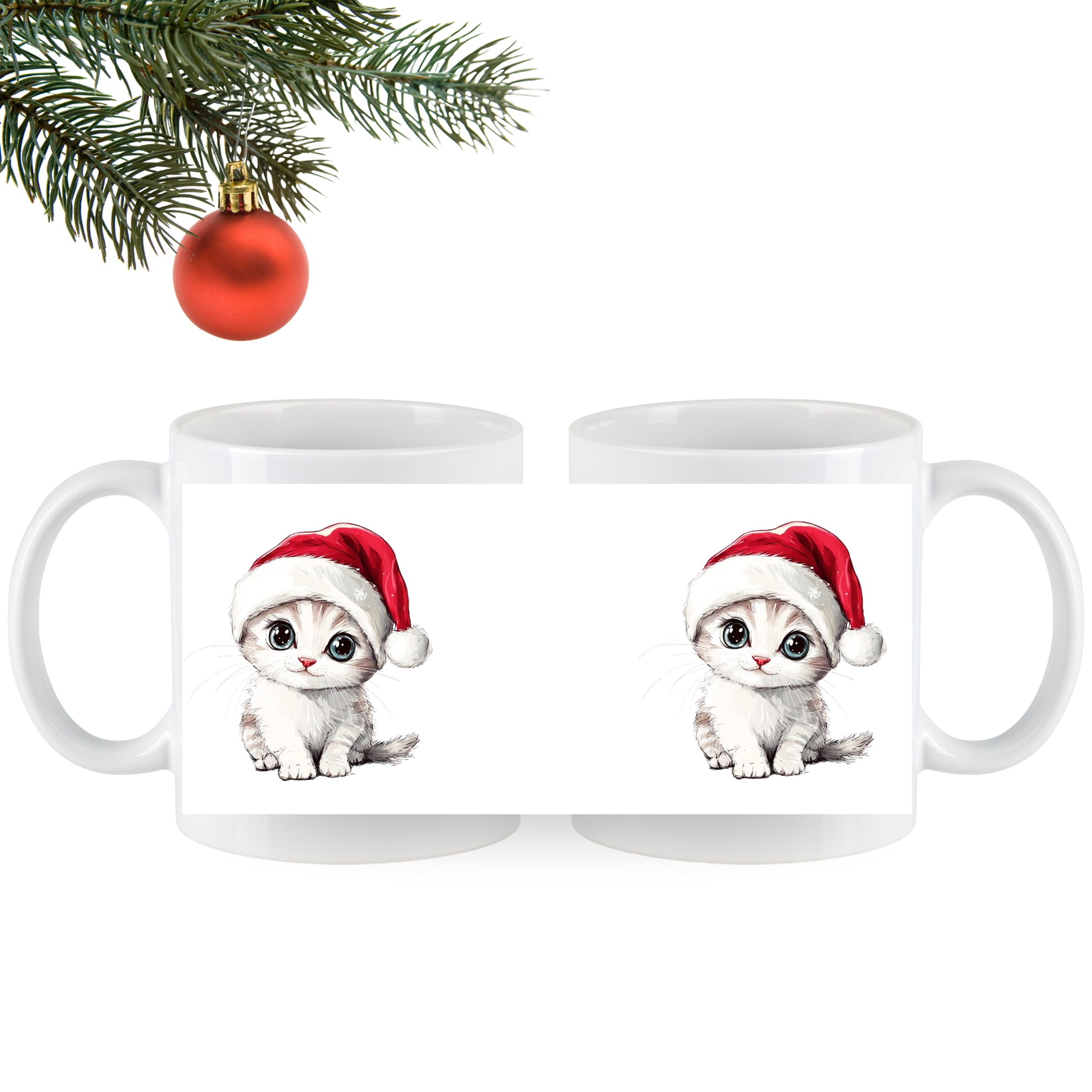 Tasse Kätzchen mit Weihnachtsmütze