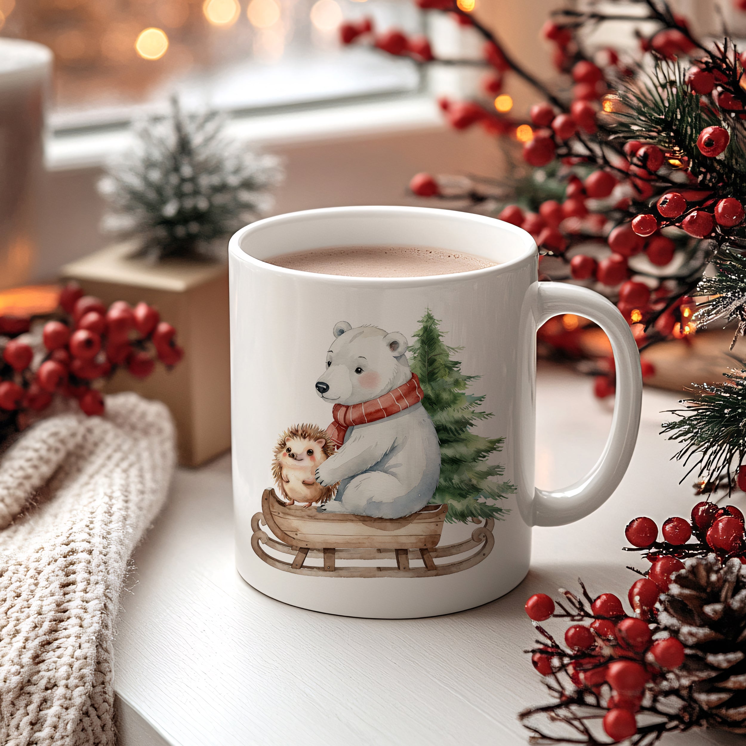Tasse Weihnachtsbär mit Igel