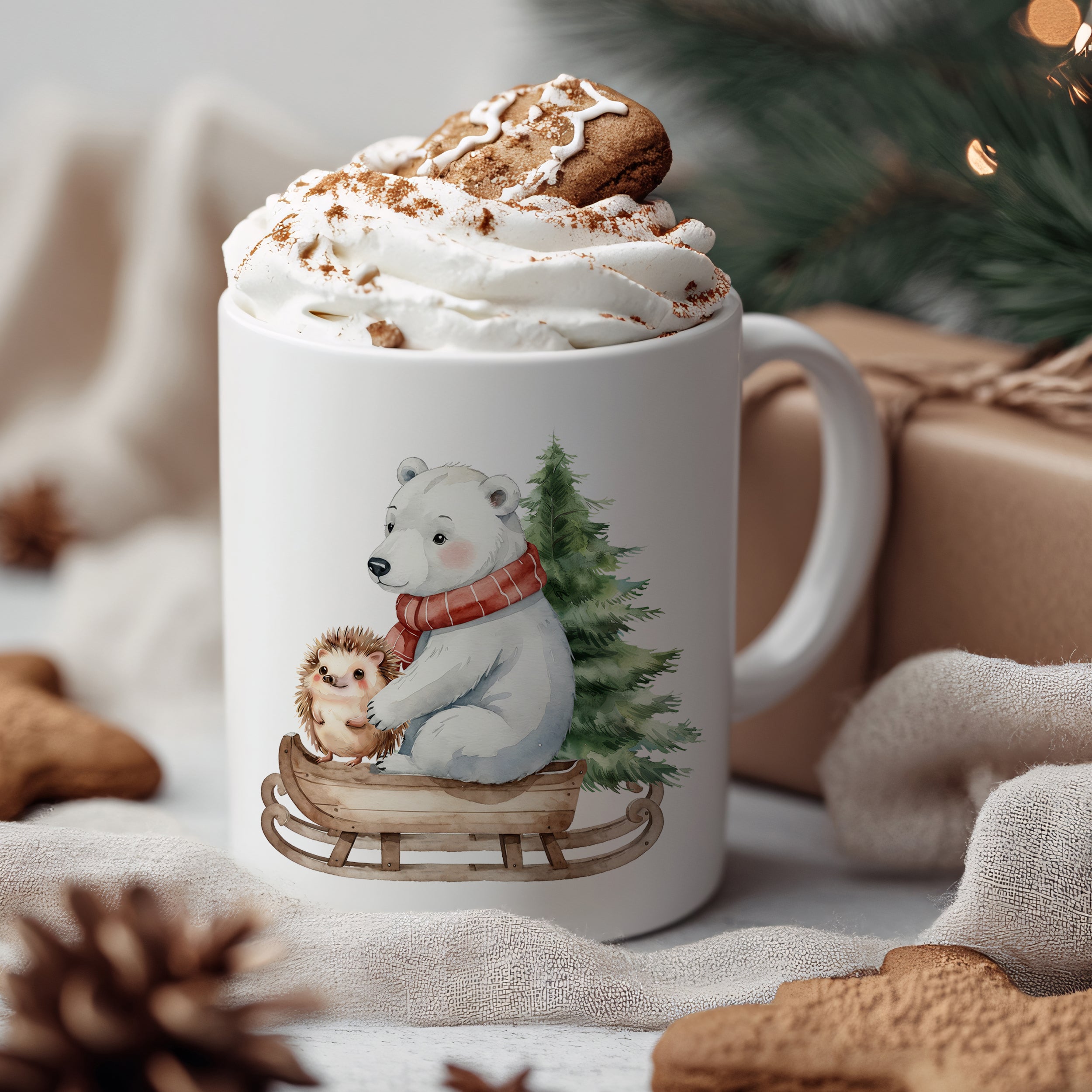 Tasse Weihnachtsbär mit Igel