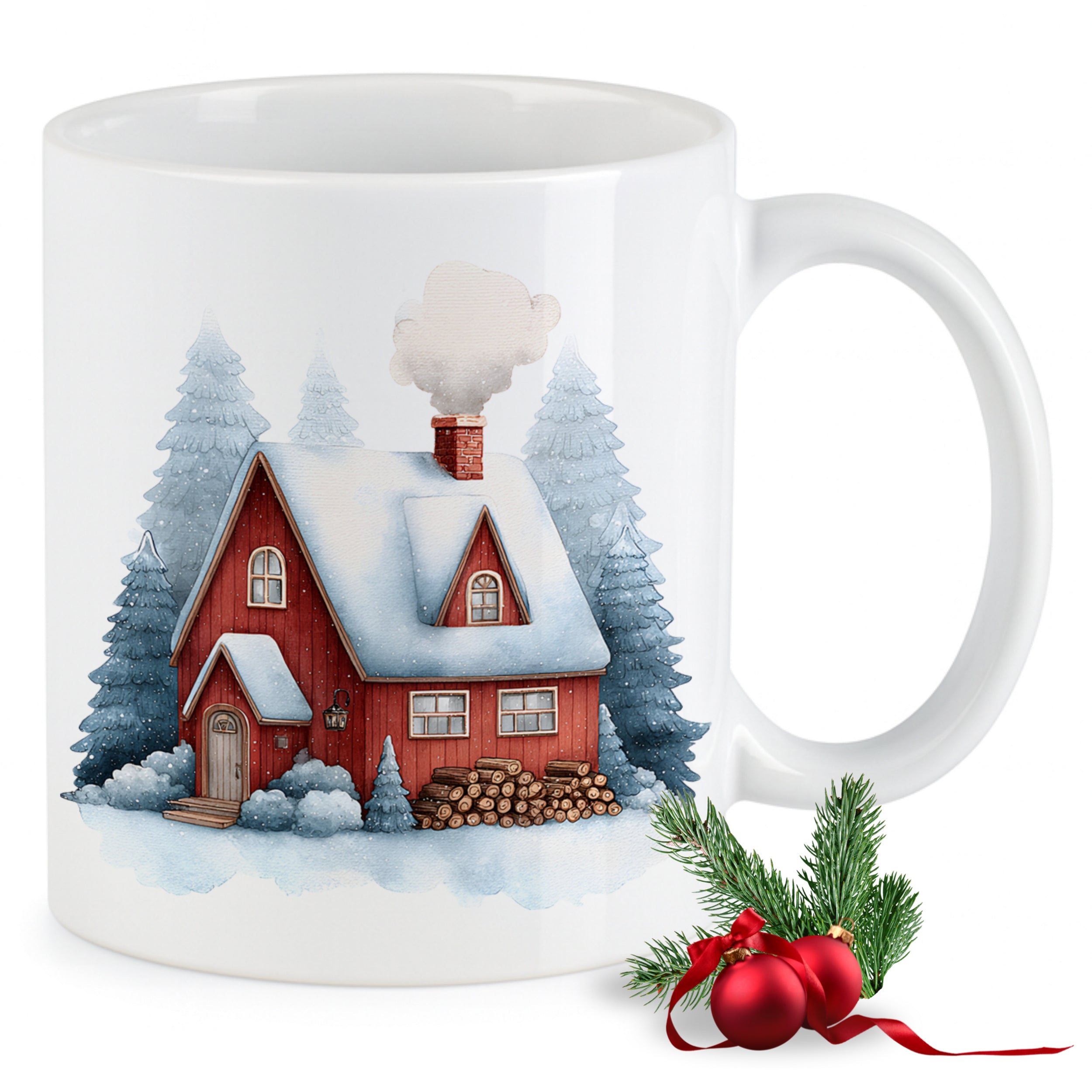 Tasse mit Winterhaus