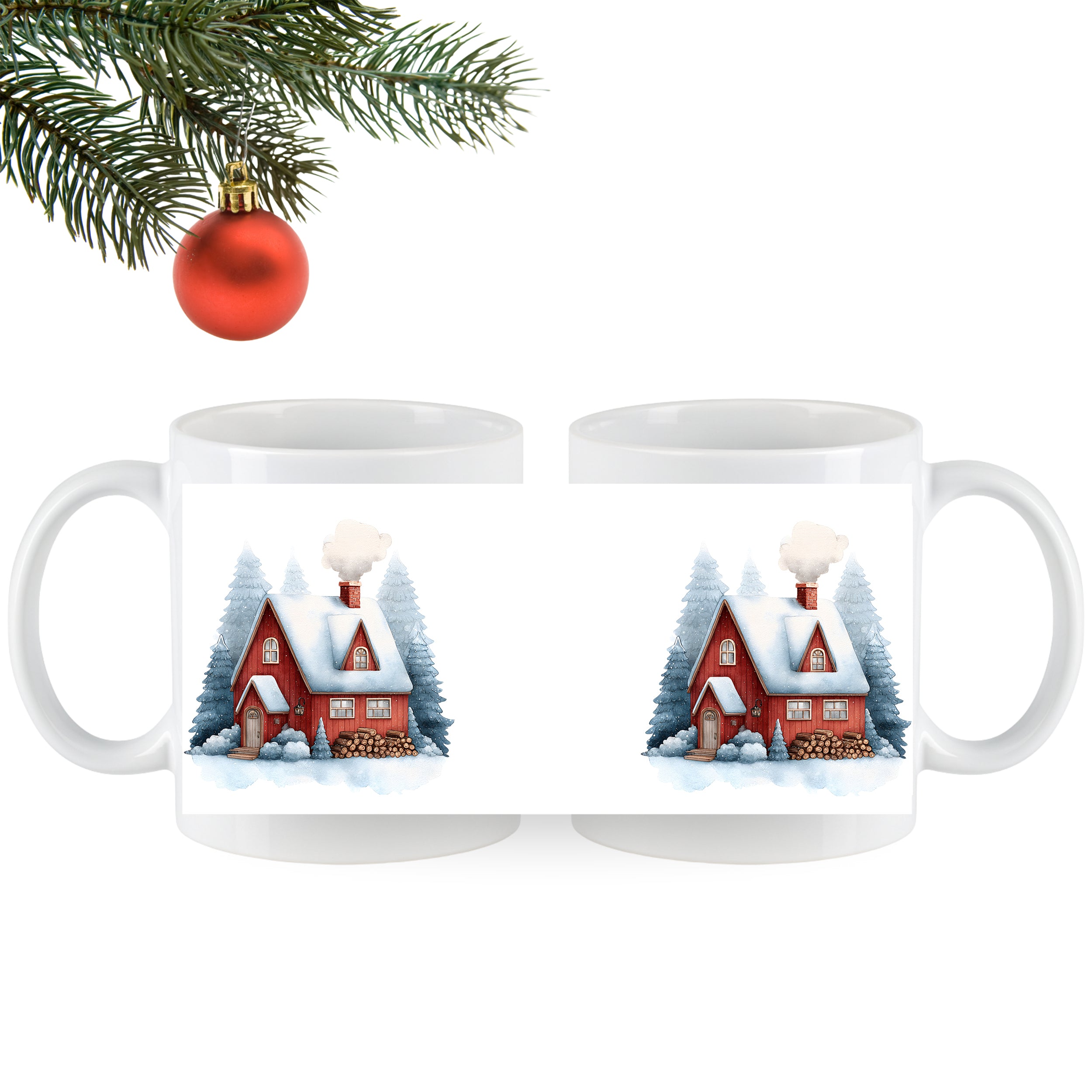 Tasse mit Winterhaus