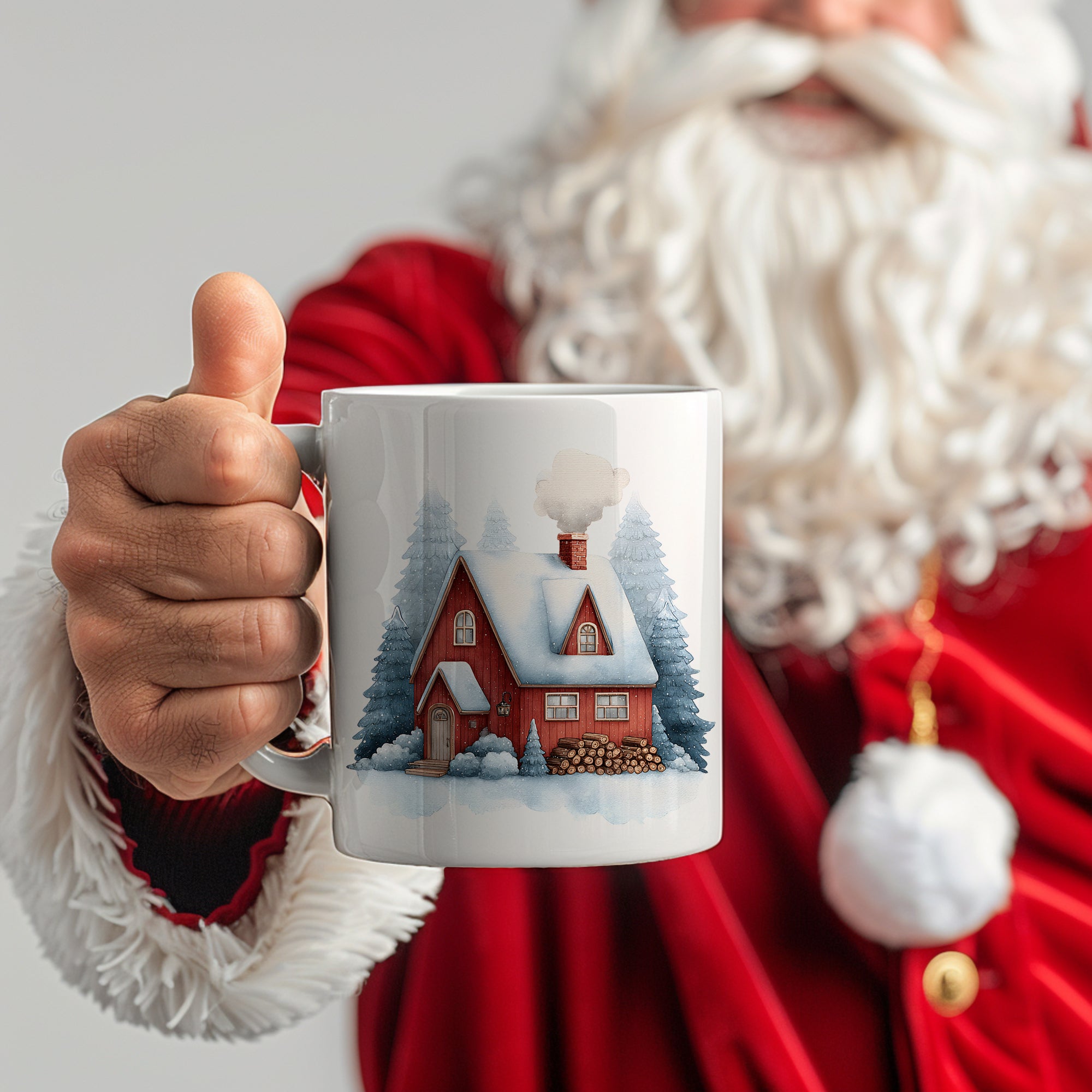 Tasse mit Winterhaus