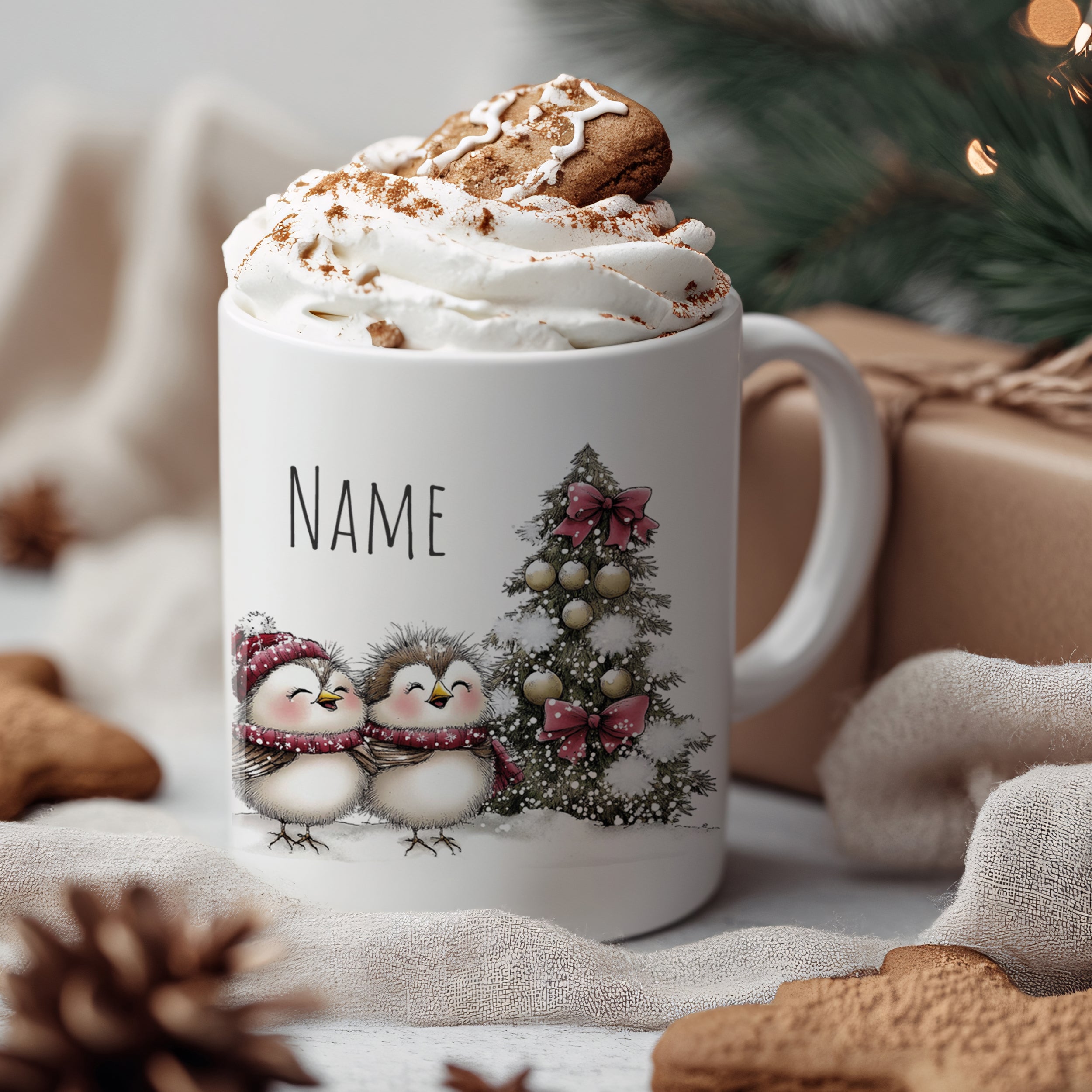 Tasse mit niedlichen Pinguinen