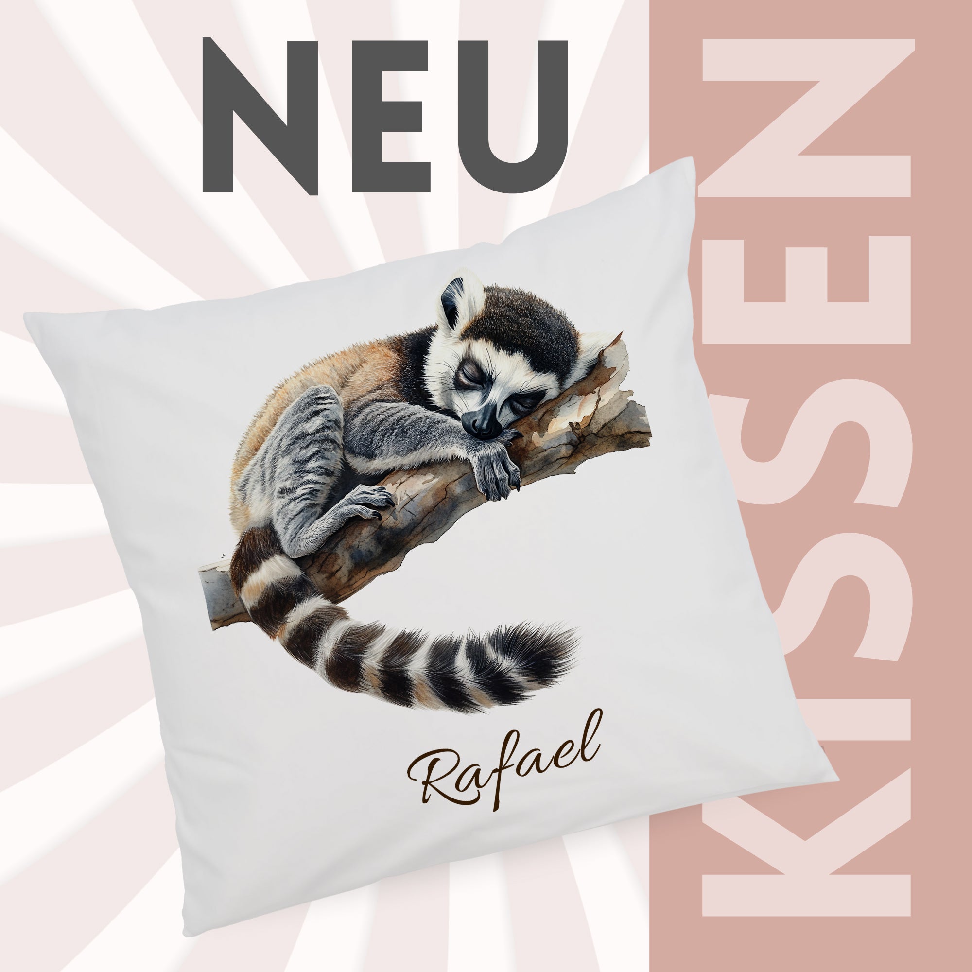 Kissenbezug mit Schlafendem Lemur