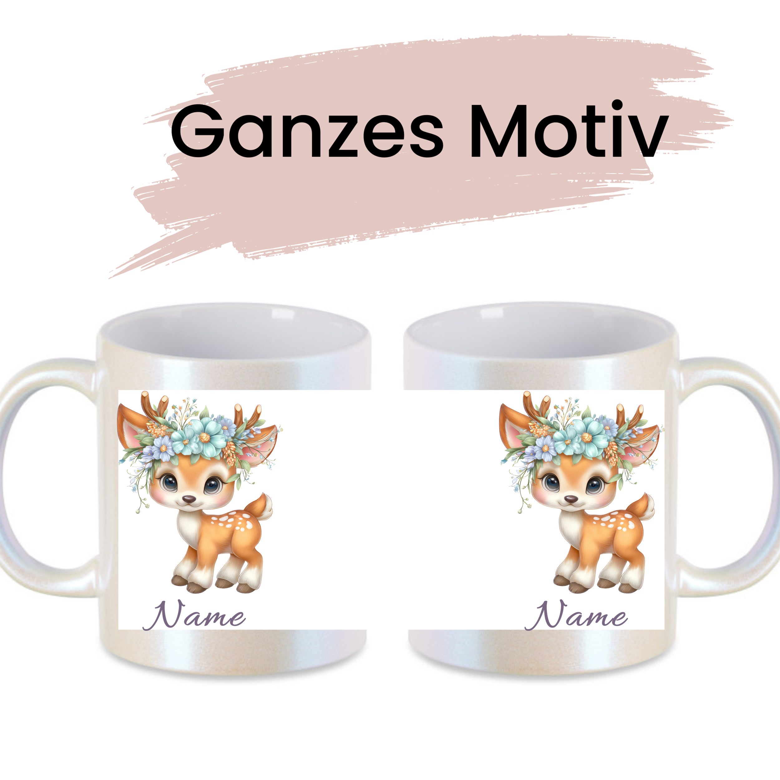 Tasse Reh mit Blumenkranz