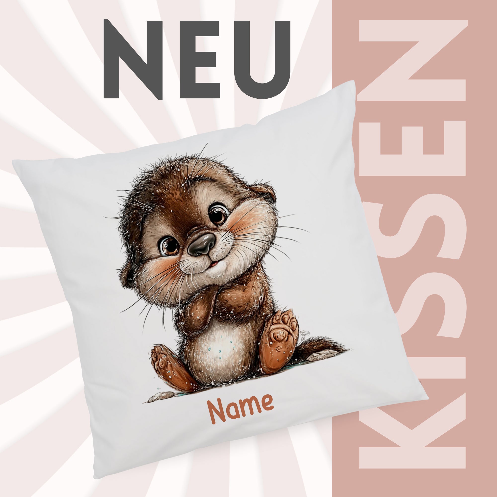 Kissenbezug mit Otter-Motiv