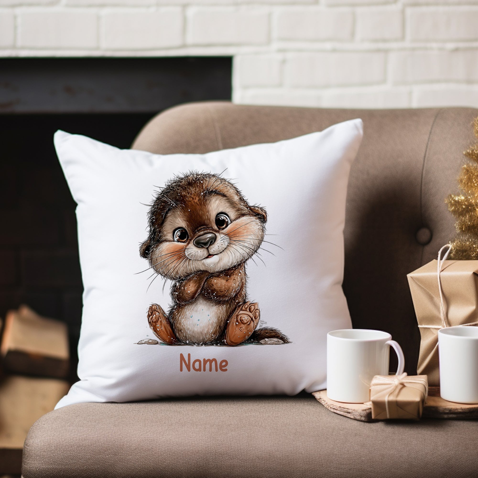Kissenbezug mit Otter-Motiv
