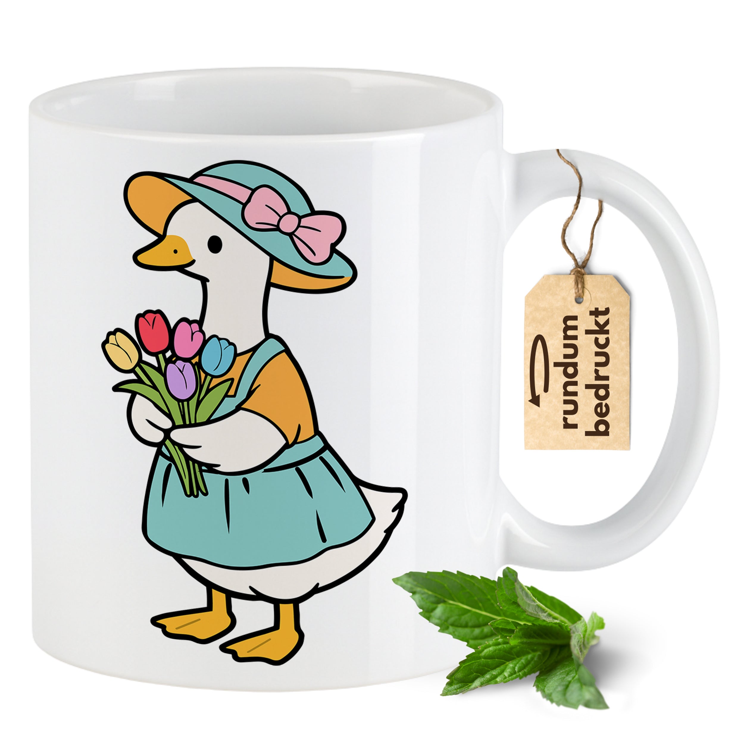 Tasse Ostern mit Ente und Blumen