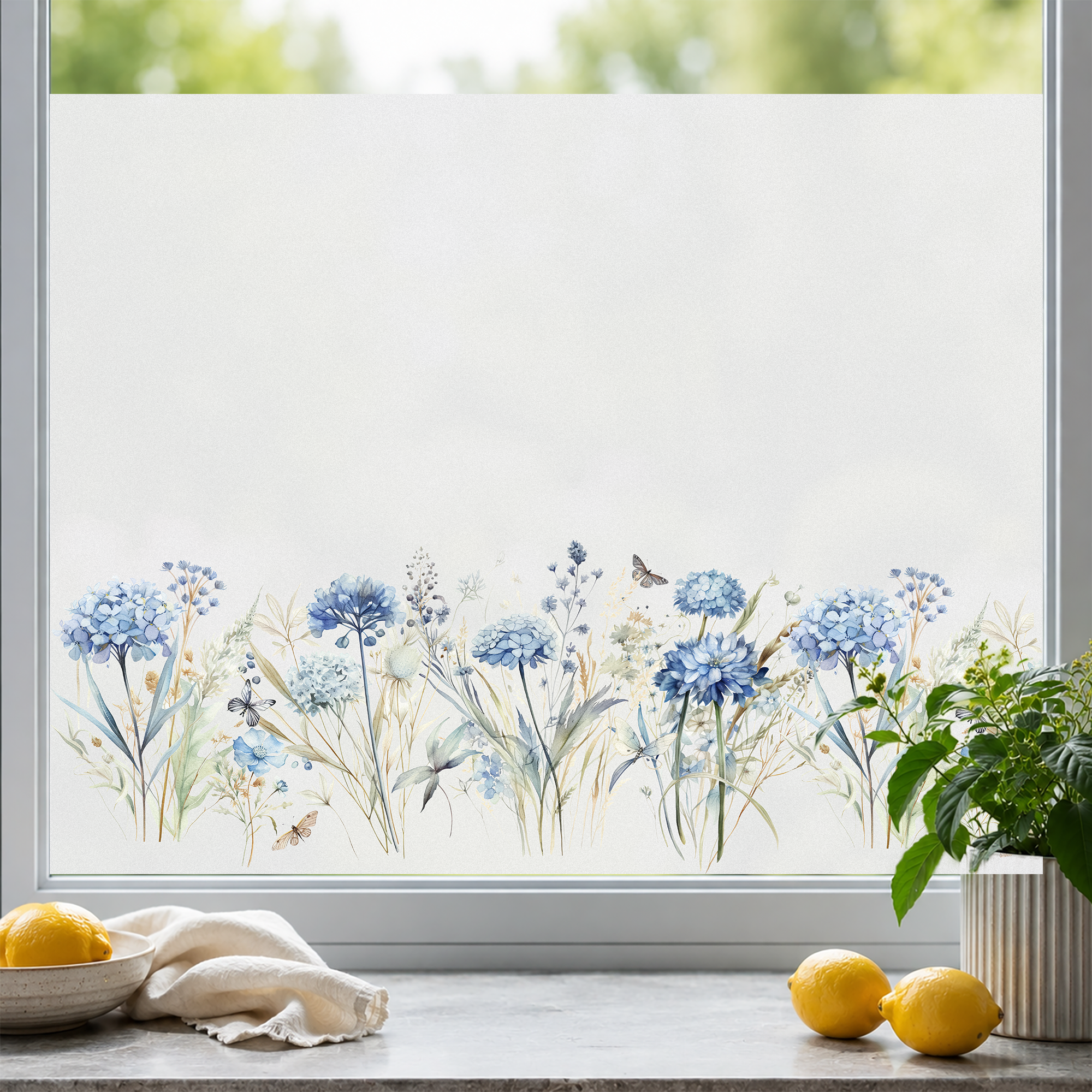 Fensterfolie Blaue Blüten