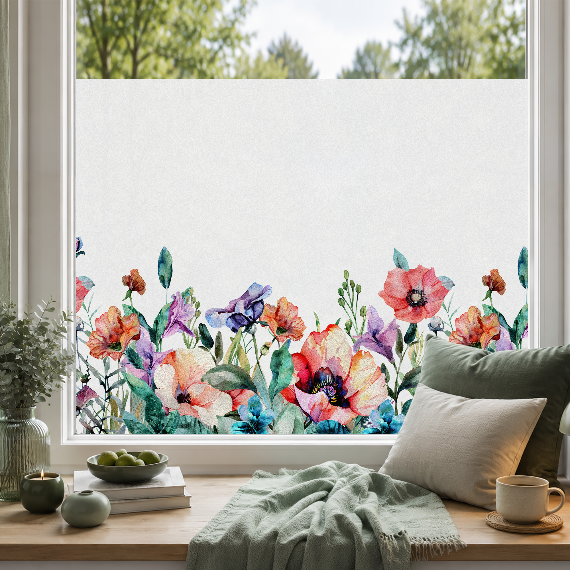 Fensterfolie Mohnblumen