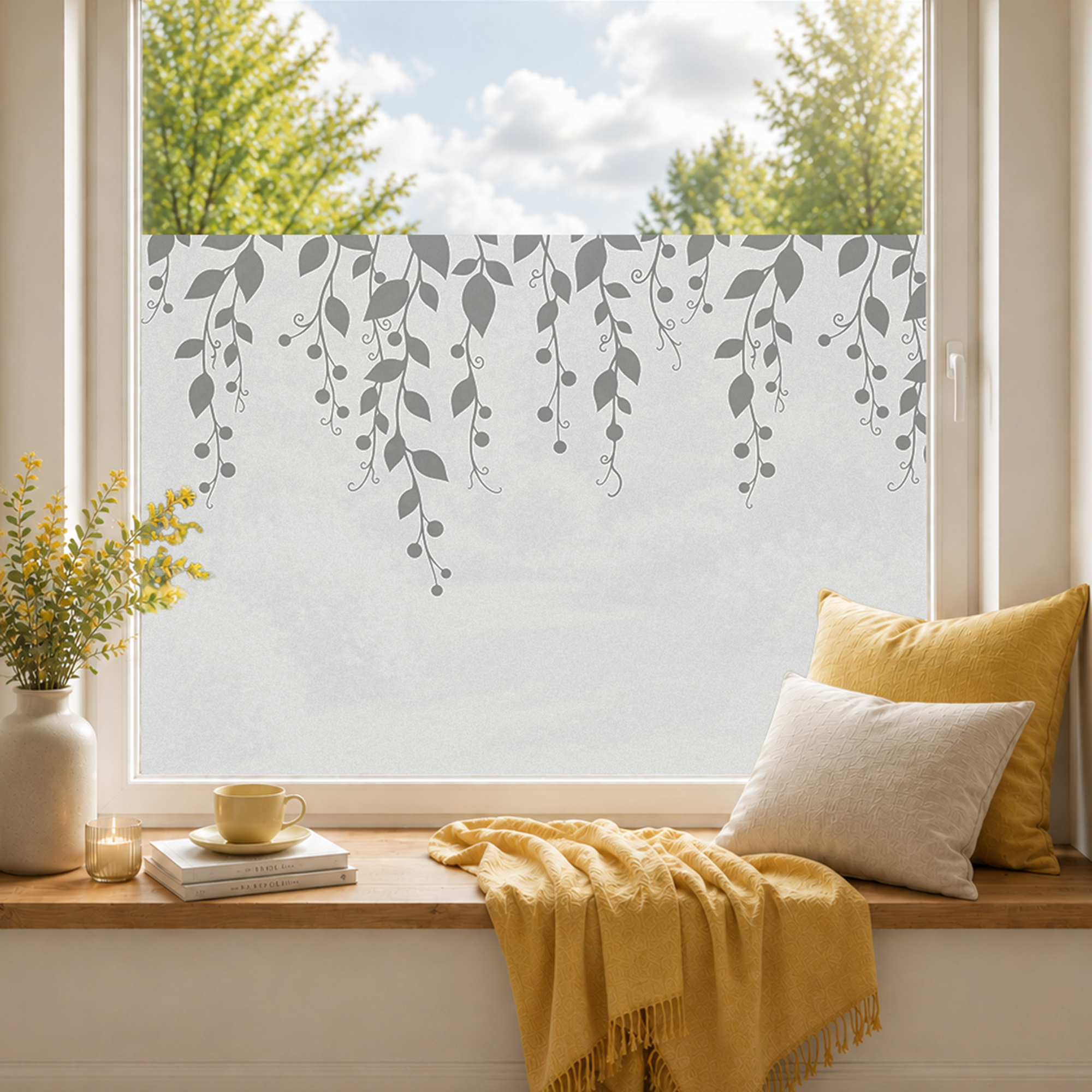 Fensterfolie Dekoratives Blätter-Motiv