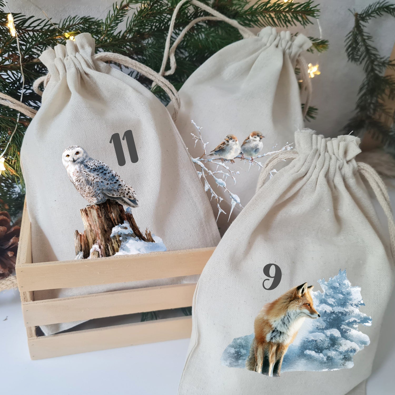 Adventskalender Winterwald Aquarell
