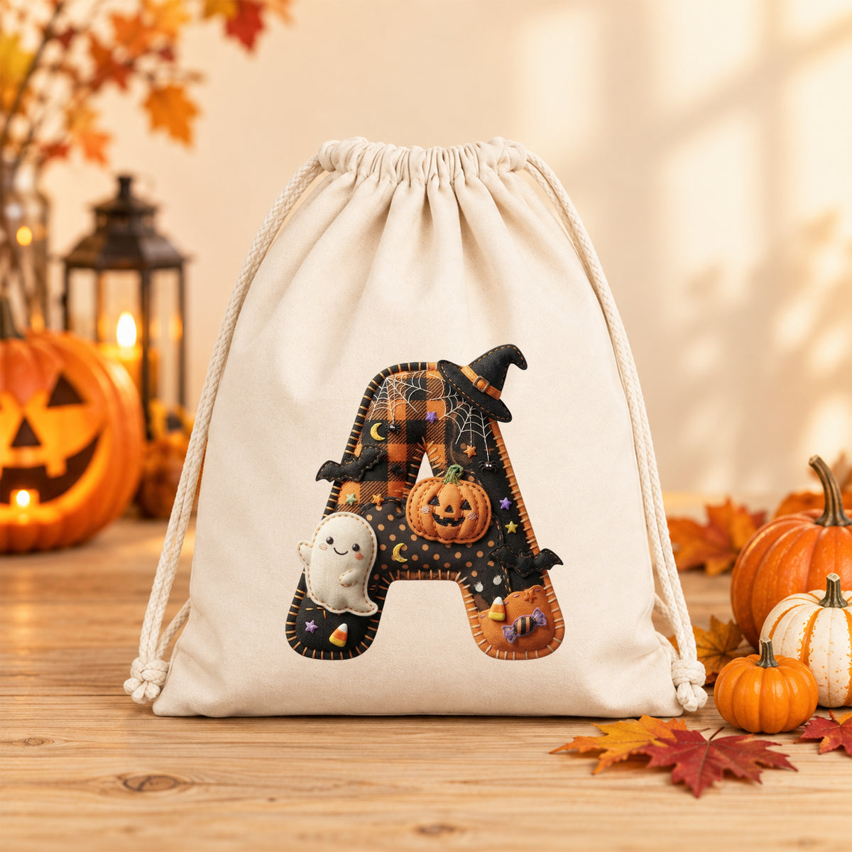 Turnbeutel Halloween Buchstabe A - Freude am Gruseln