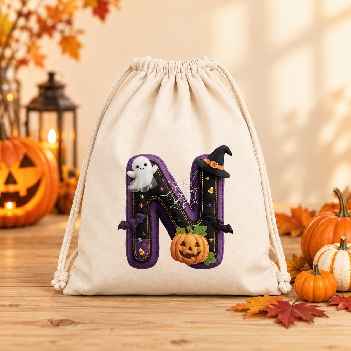 Turnbeutel Halloween Buchstabe N - Für gruselige Abenteuer