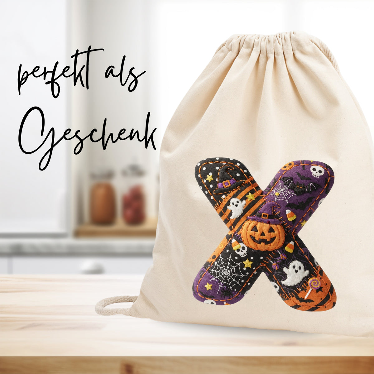 Turnbeutel Halloween Buchstabe X - Für gruselige Abenteuer