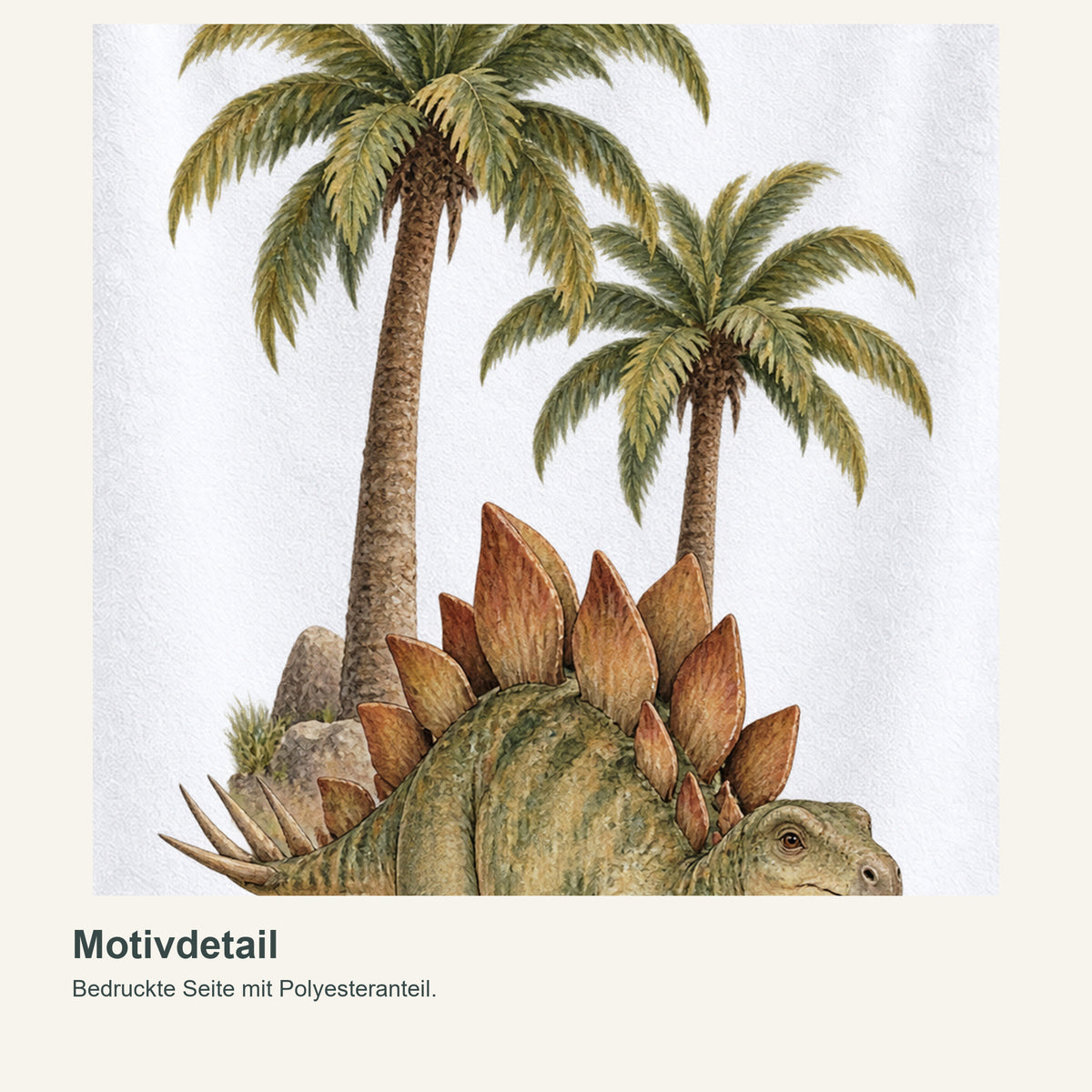 Personalisiertes Dinosaurier-Handtuch Stegosaurus in der Savanne – motivdetail