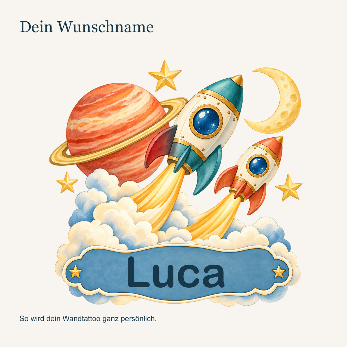 Personalisiertes Wandtattoo Weltall Galaxieexpress – Personalisierung mit Wunschname