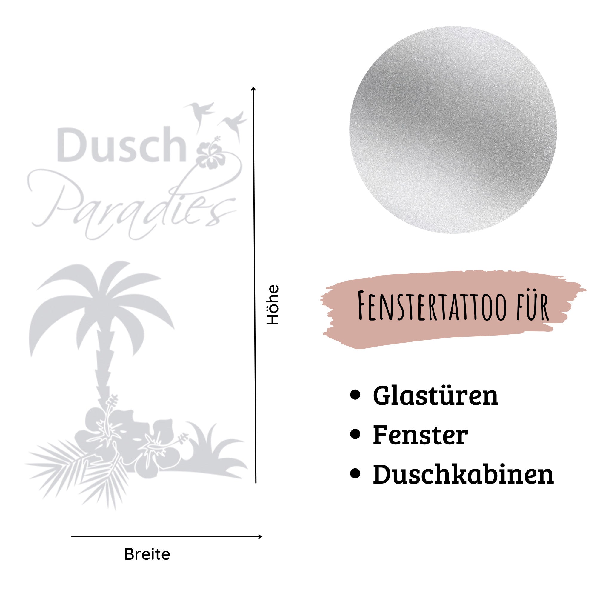 Duschkabine Aufkleber „Dusch Paradies“ mit Palme