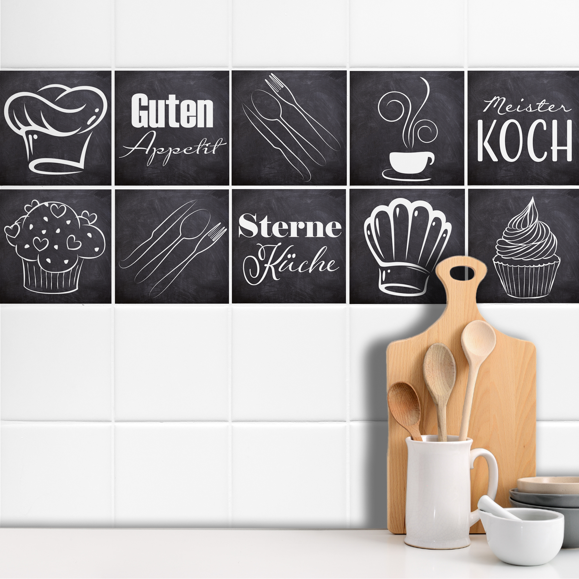 Fliesenaufkleber Küche – Kreidetafel Design