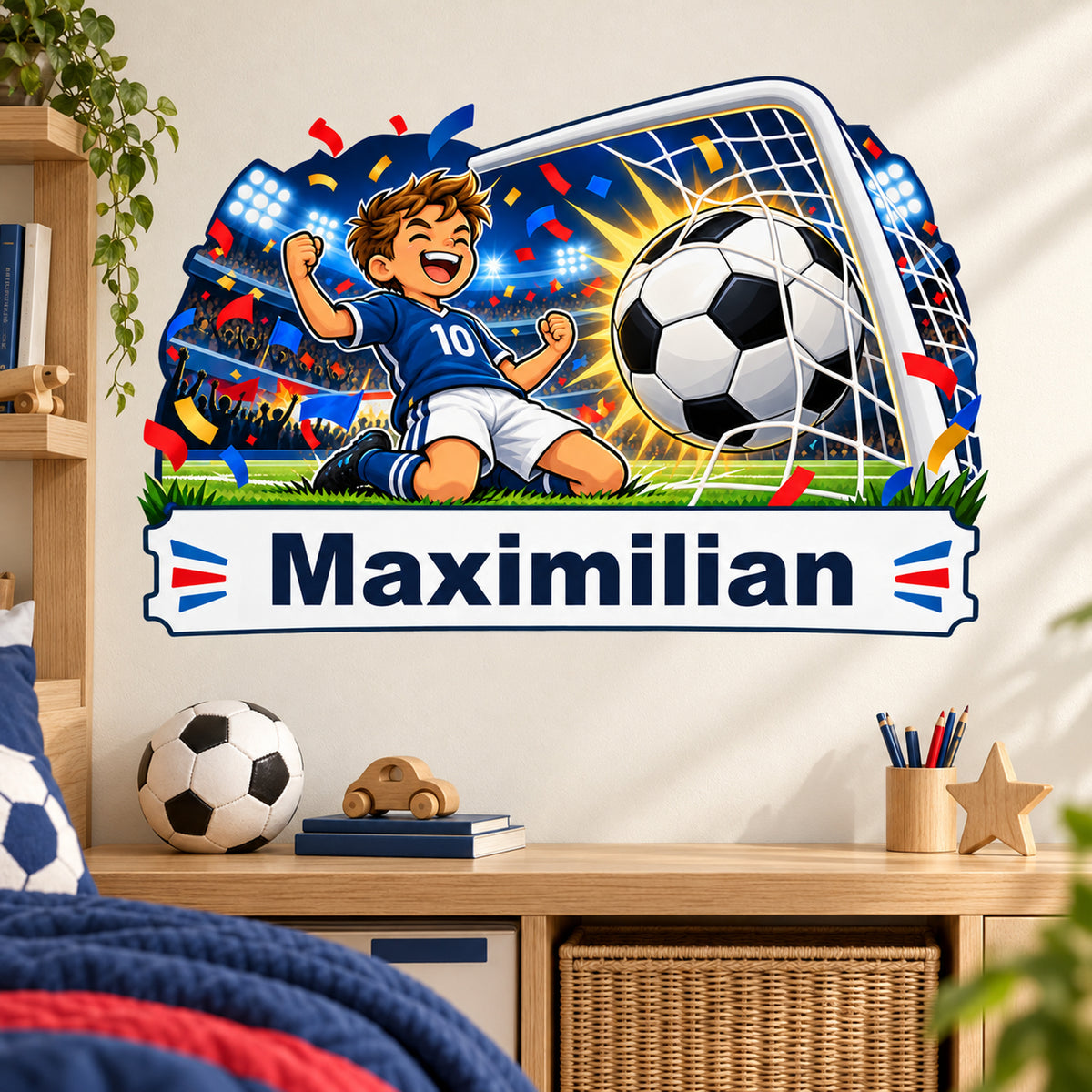 Fußball-Sticker Torjubel: Beispiel für die Dekoration im Kinderzimmer