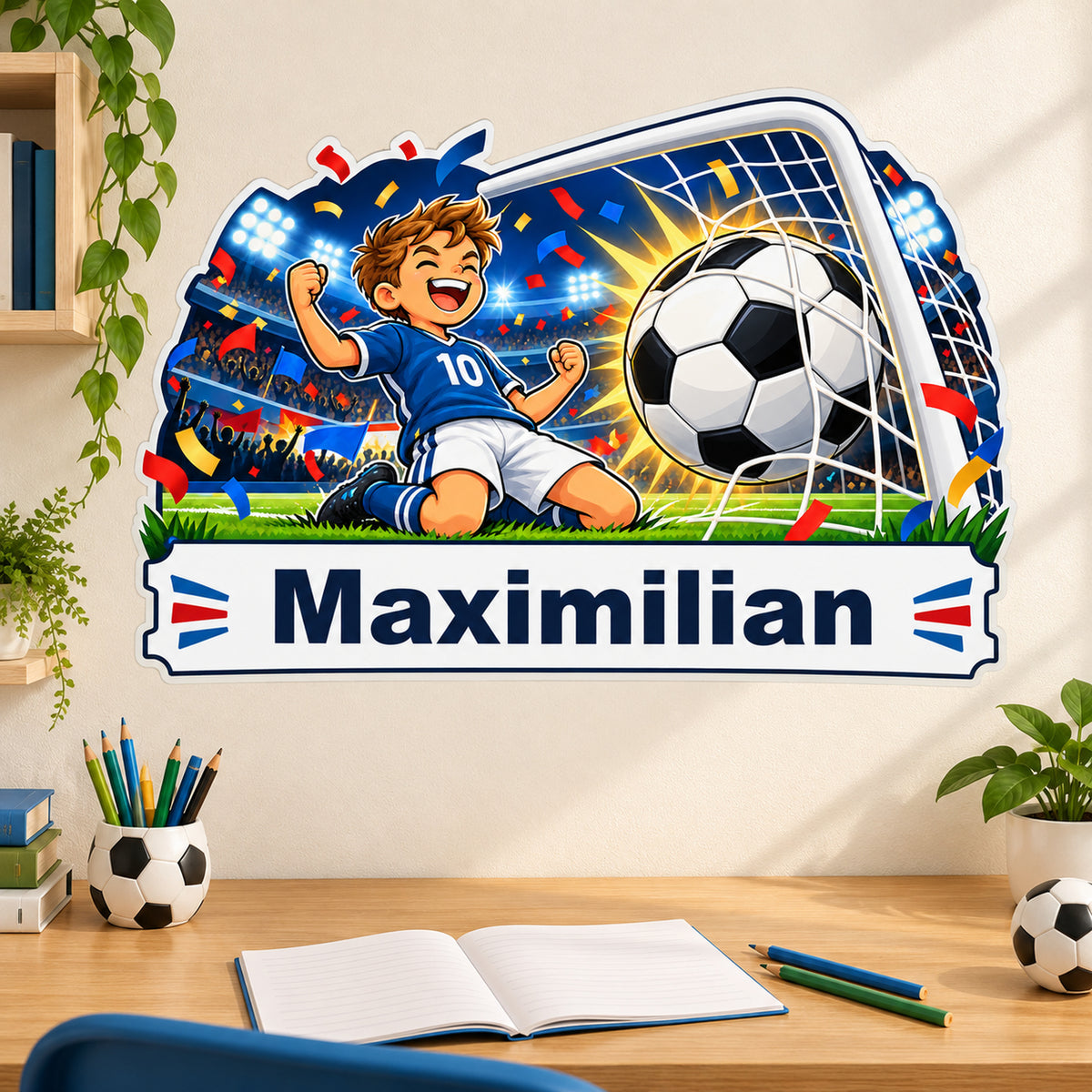Fußball-Sticker Torjubel: Beispiel für die persönliche Kinderzimmerdekoration