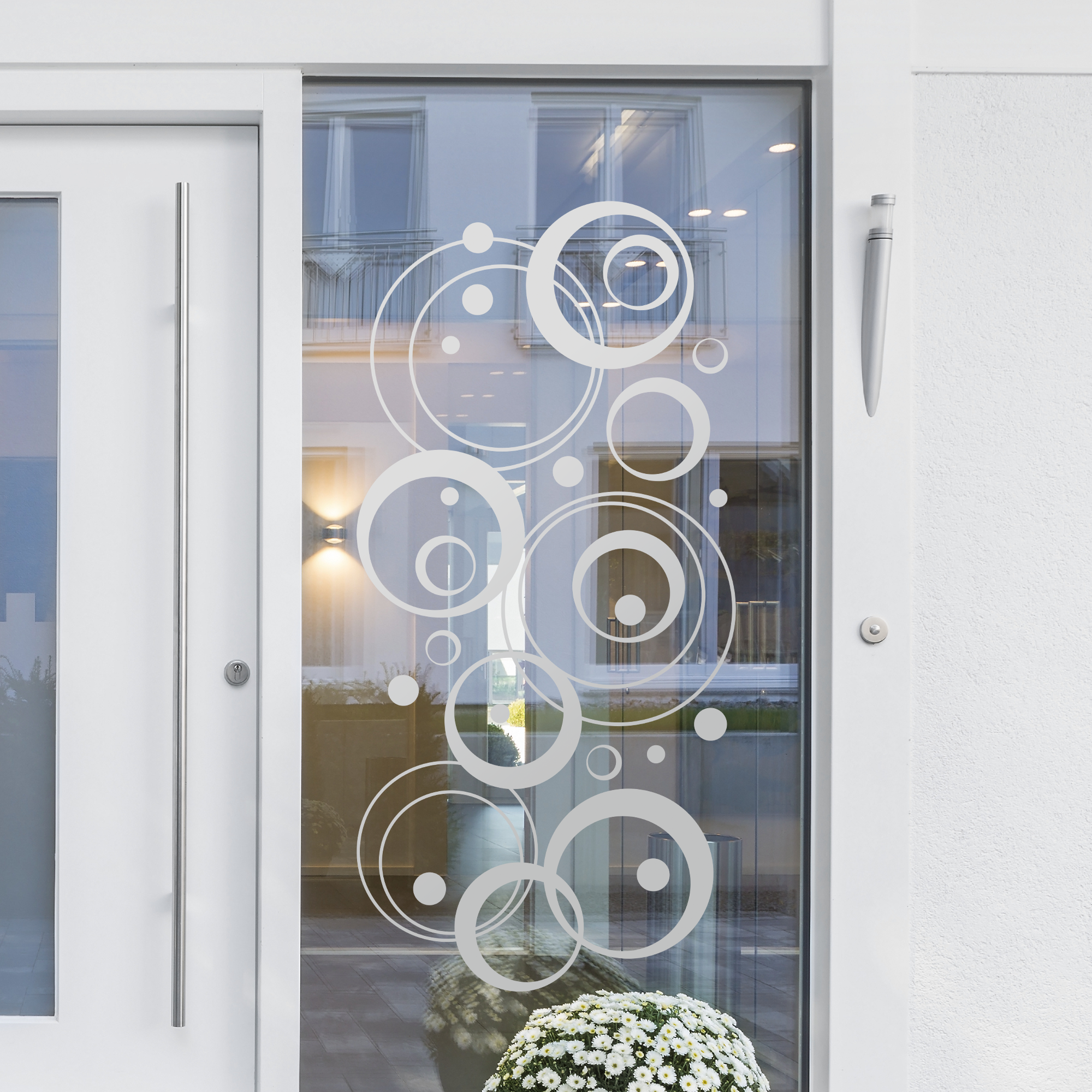 Fensterfolie Glastür Retrokreise