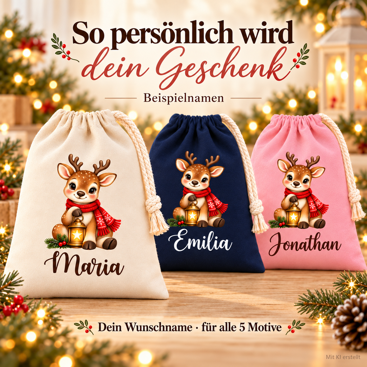 Personalisierung der personalisierten Säckchen in 15 × 20 cm.