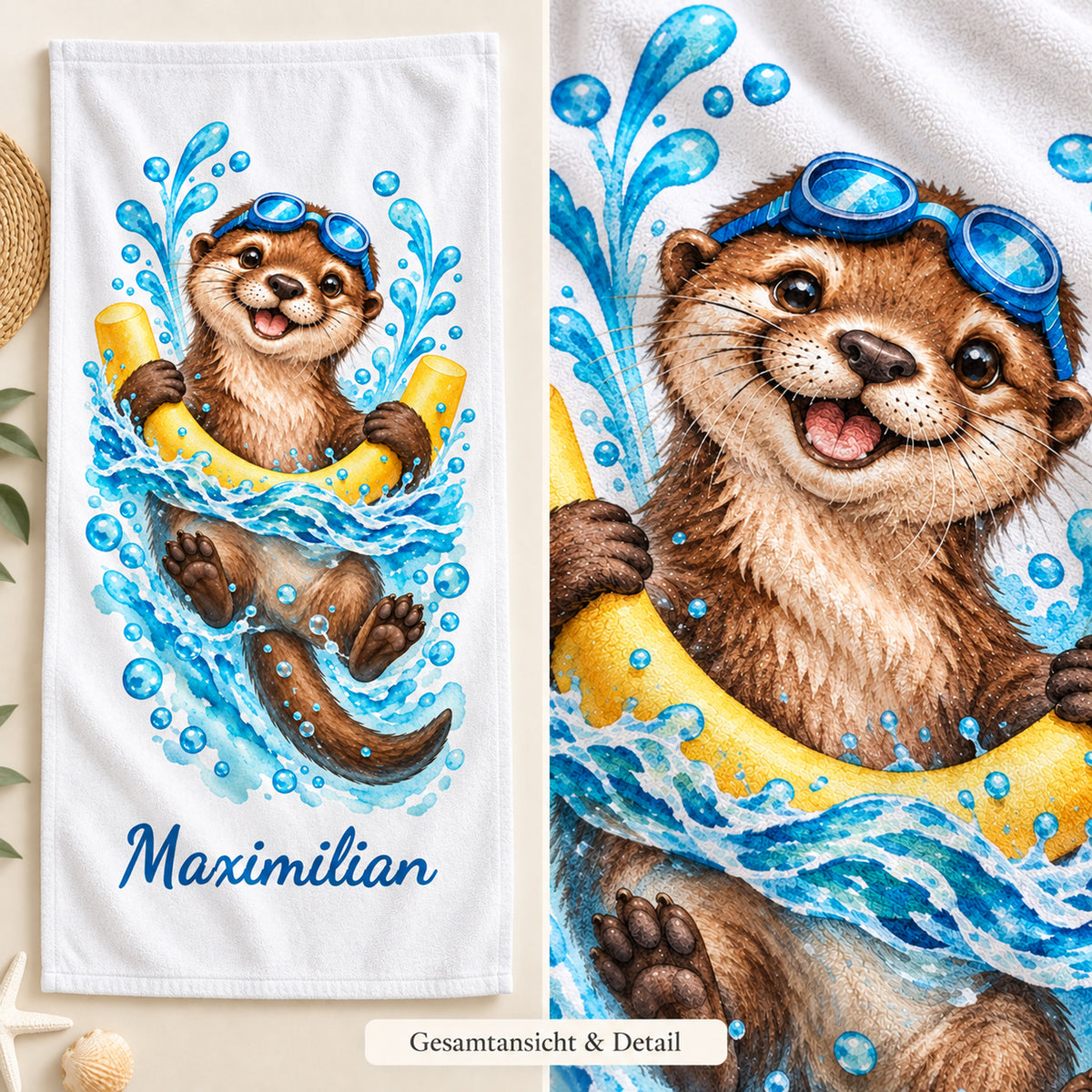 Otter Handtuch mit Wunschnamen – Motiv