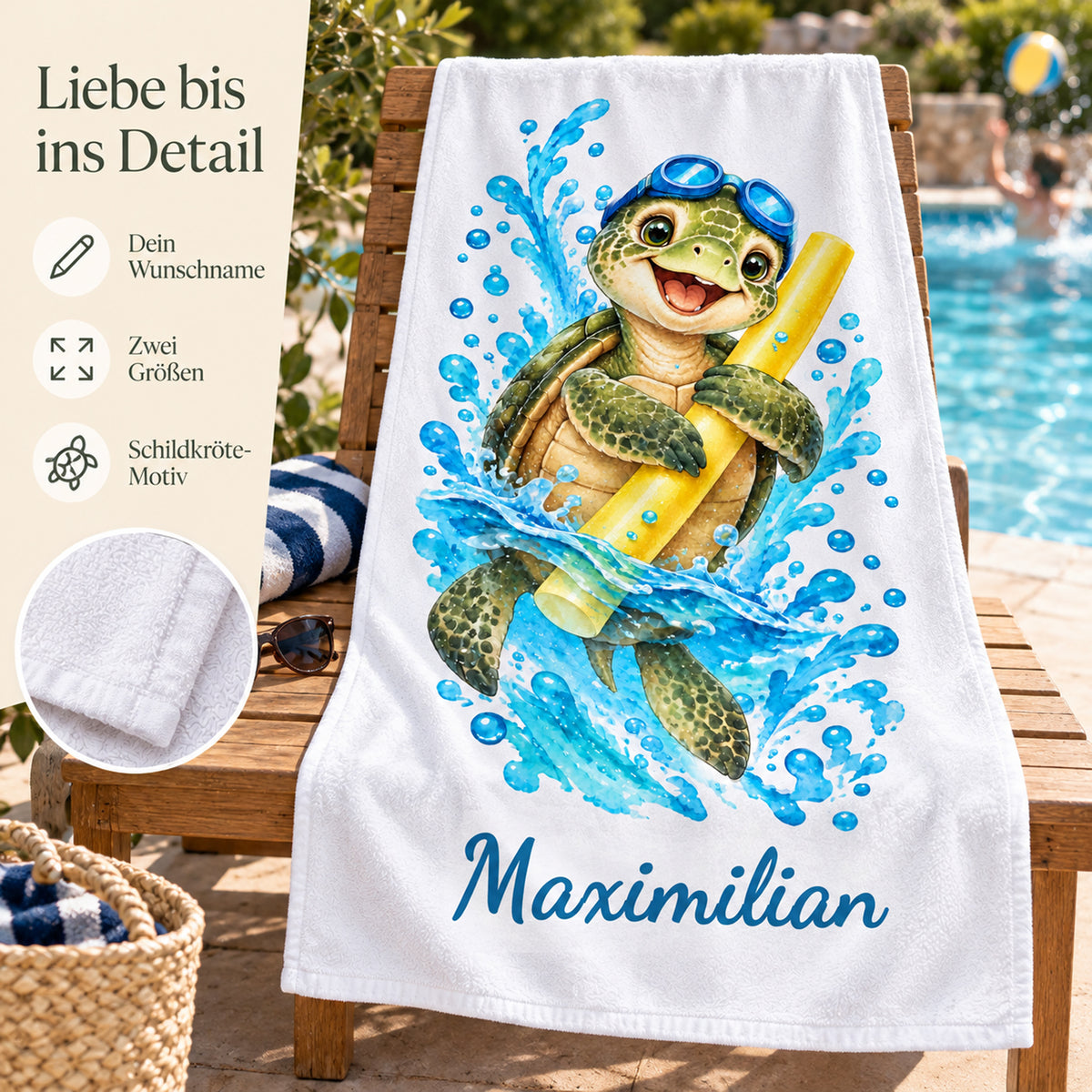 Schildkröte Handtuch mit Wunschnamen – Details