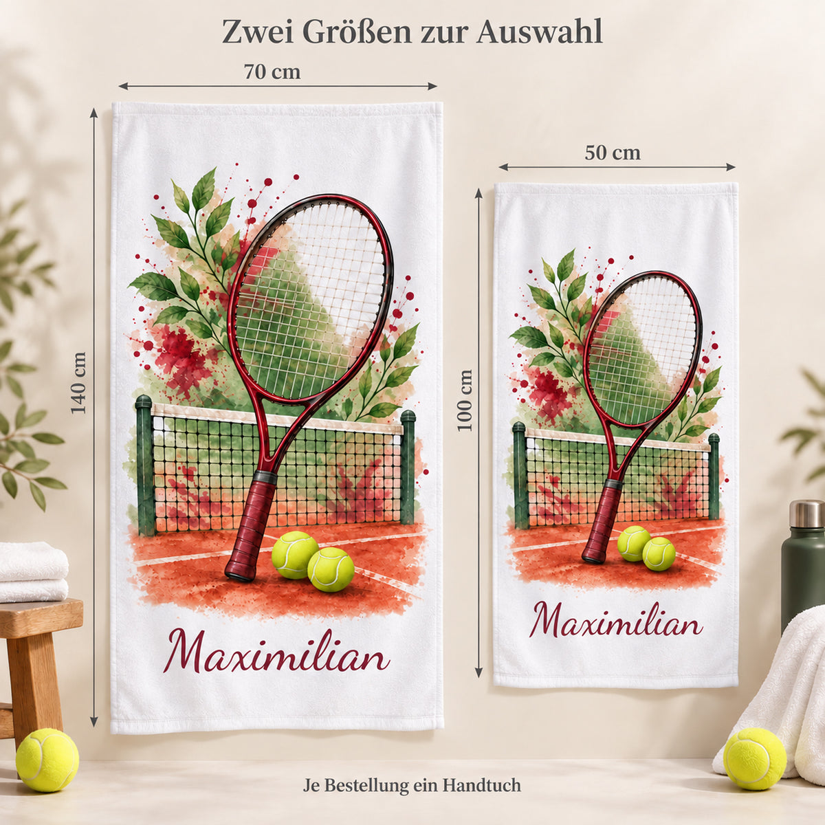Personalisiertes Tennis-Handtuch Sandplatz – Ansicht 3