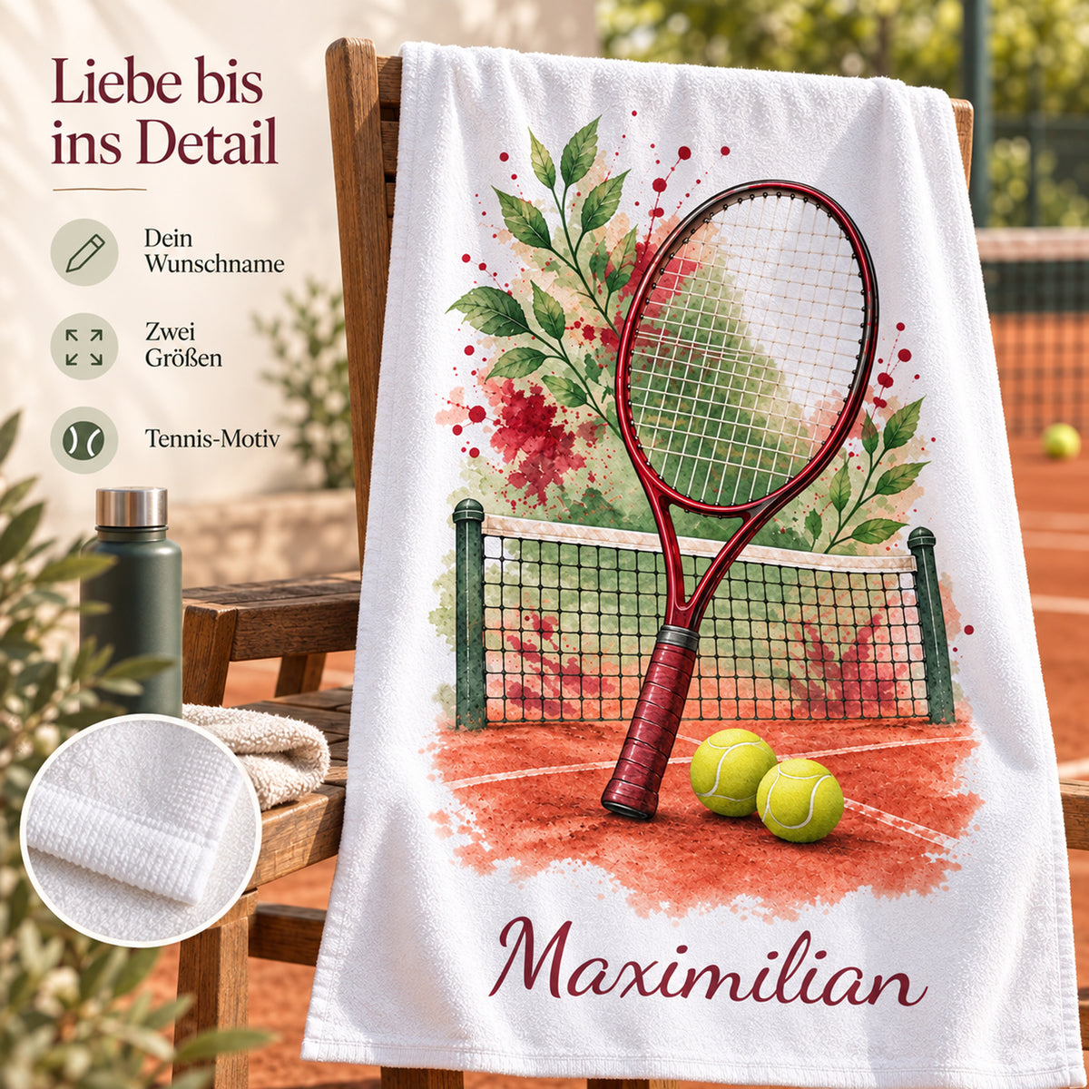 Personalisiertes Tennis-Handtuch Sandplatz – Ansicht 4