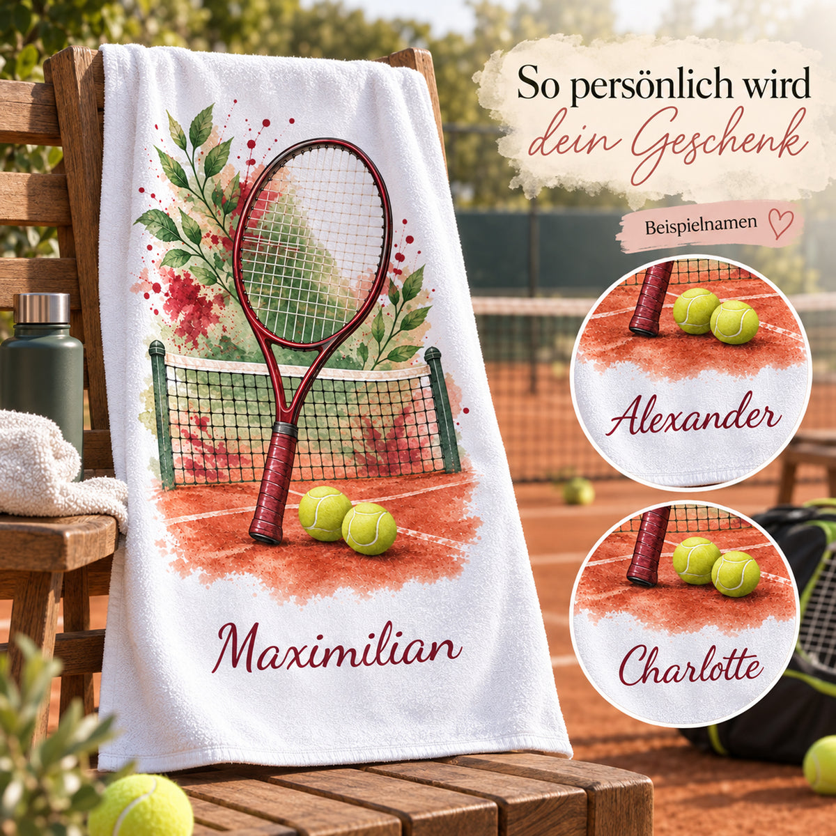 Personalisiertes Tennis-Handtuch Sandplatz – Ansicht 5