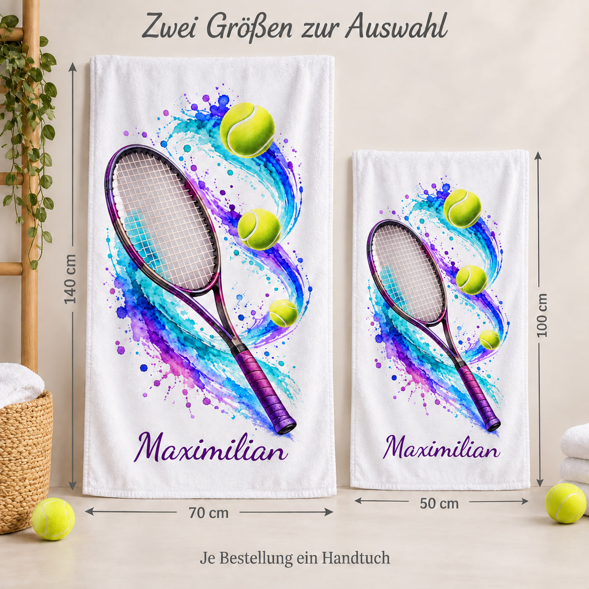 Personalisiertes Tennis-Handtuch Topspin – Ansicht 3