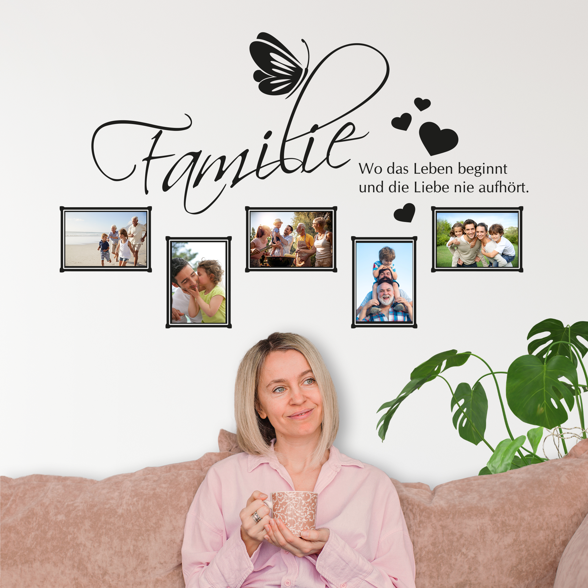 Wandtattoo „Familie – Wo das Leben beginnt und die Liebe nie aufhört“