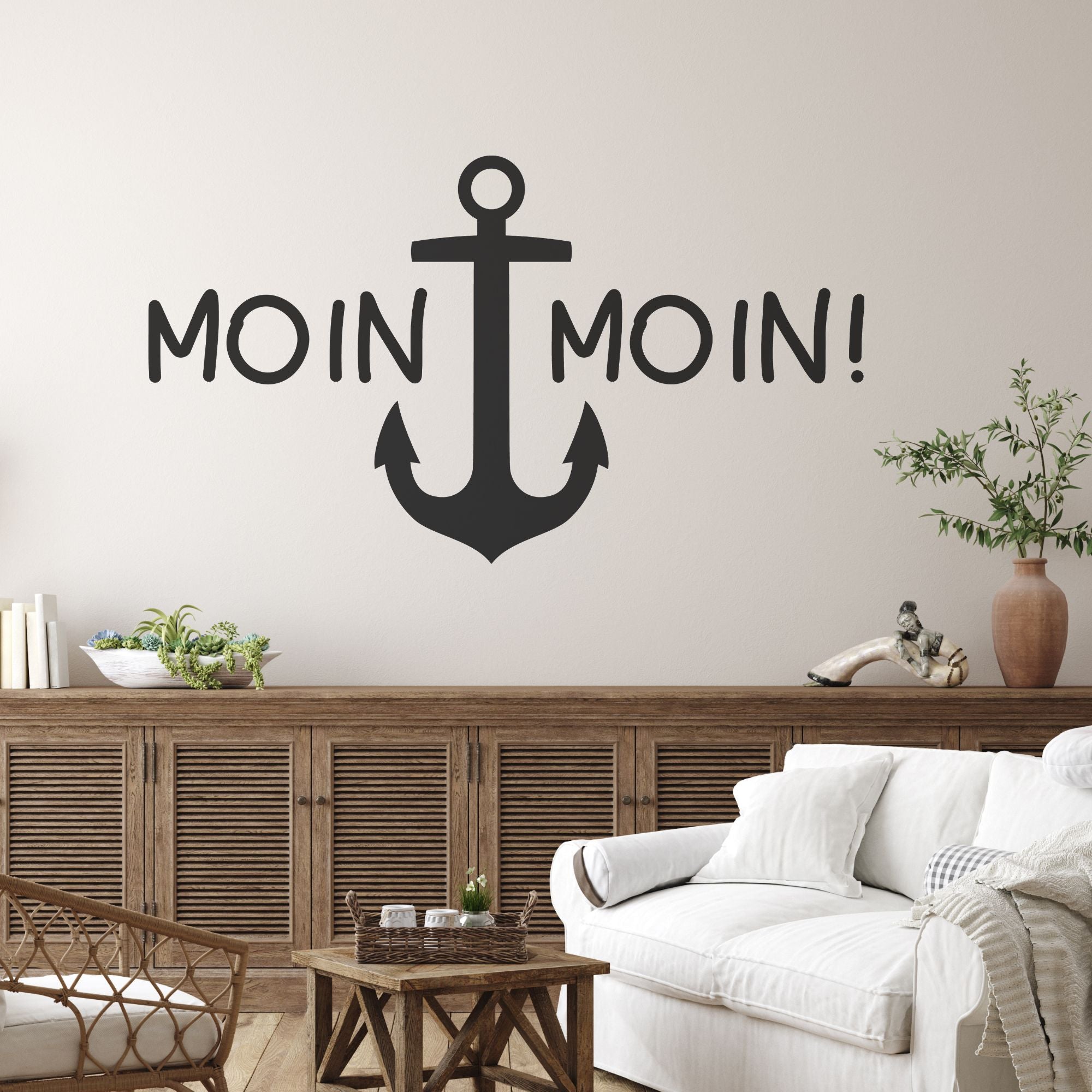 Wandtattoo „Moin Moin“ mit Anker