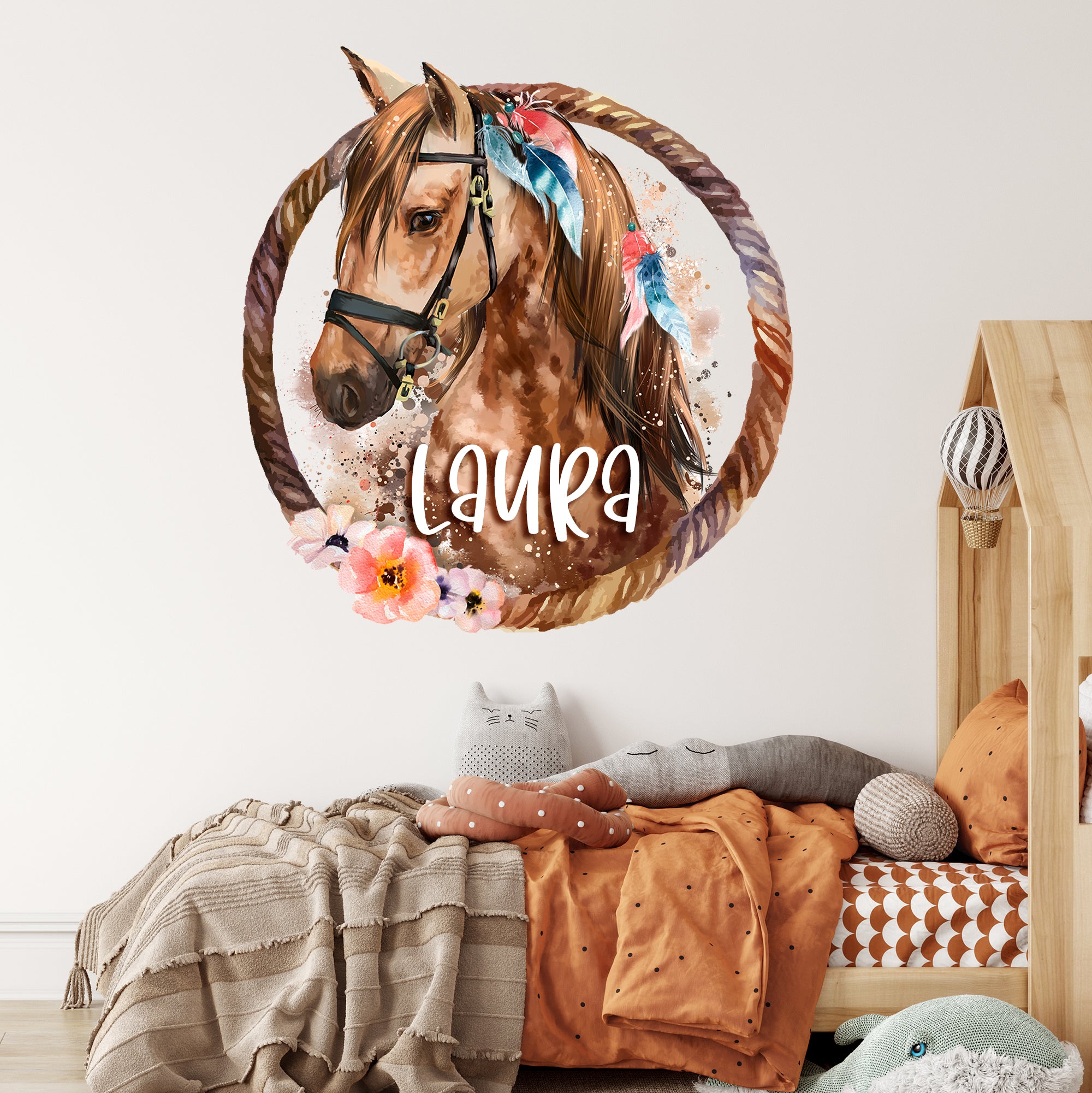Wandtattoo Pferd mit Wunschnamen